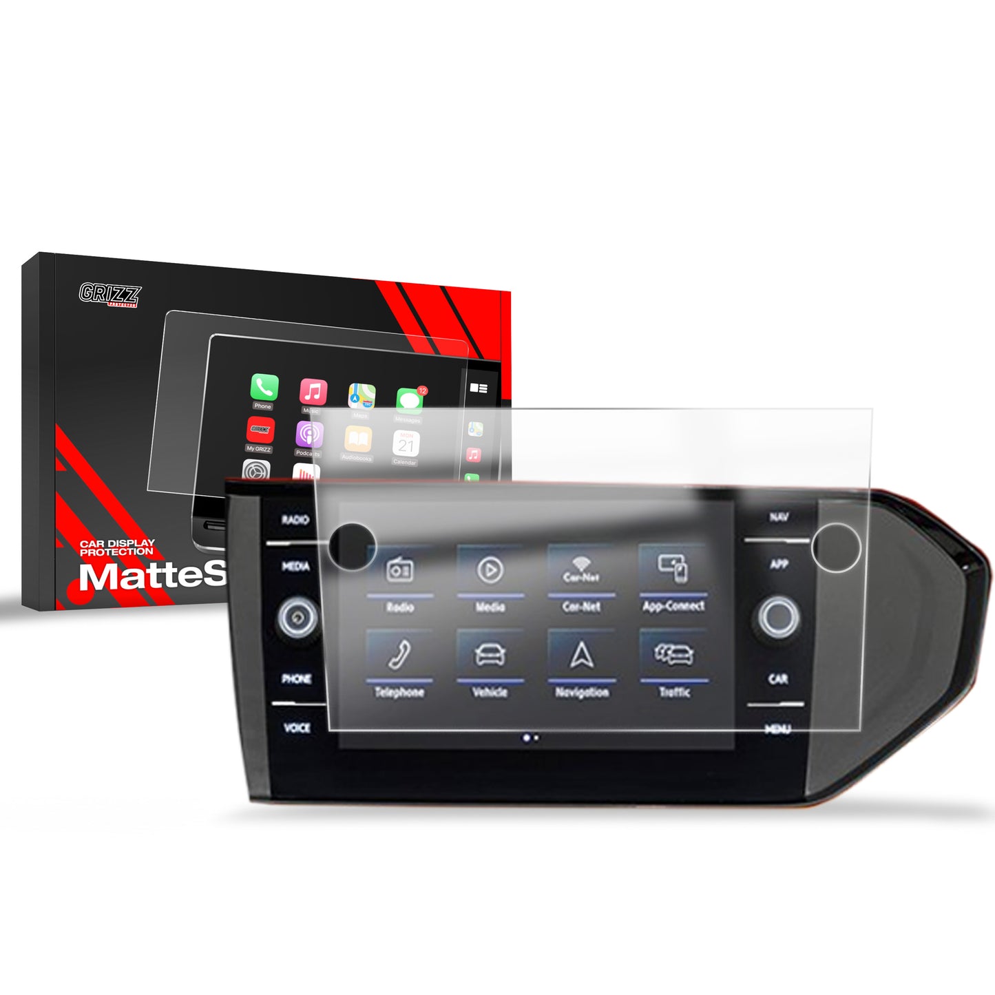 Anti-fingerprint screen film Volkswagen VW T-Cross Discover Media (2019-2024) Matte Grizz