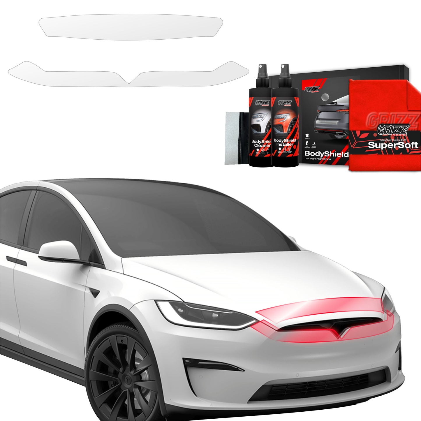 2in1 Protective film for hood for Tesla Model X (2021-2025)