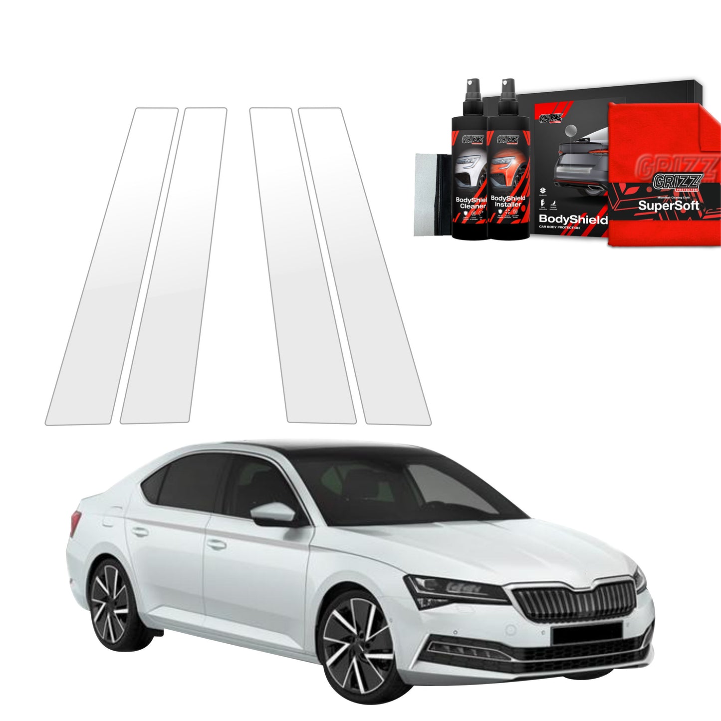 4in1 Protective film for pillars for Skoda Superb 3 Liftback (2019-2023)