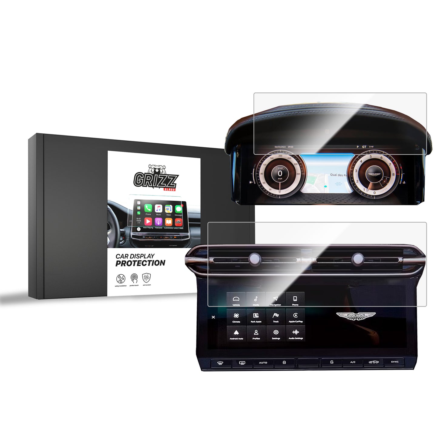 Ceramic screen film Aston Martin DB12 Virtual Cockpit (2024-2025) Grizz 2in1