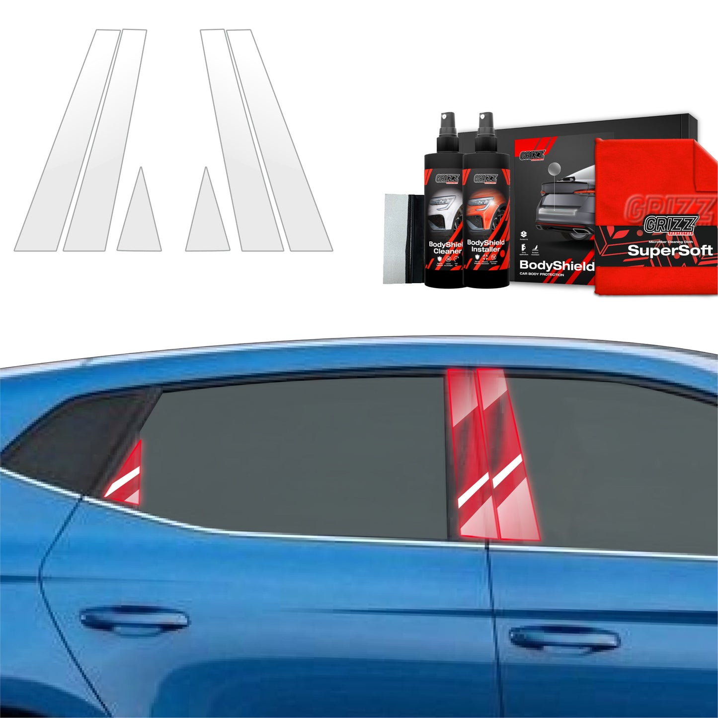 6in1 Protective film for pillars for Seat Ibiza (2021-2025)