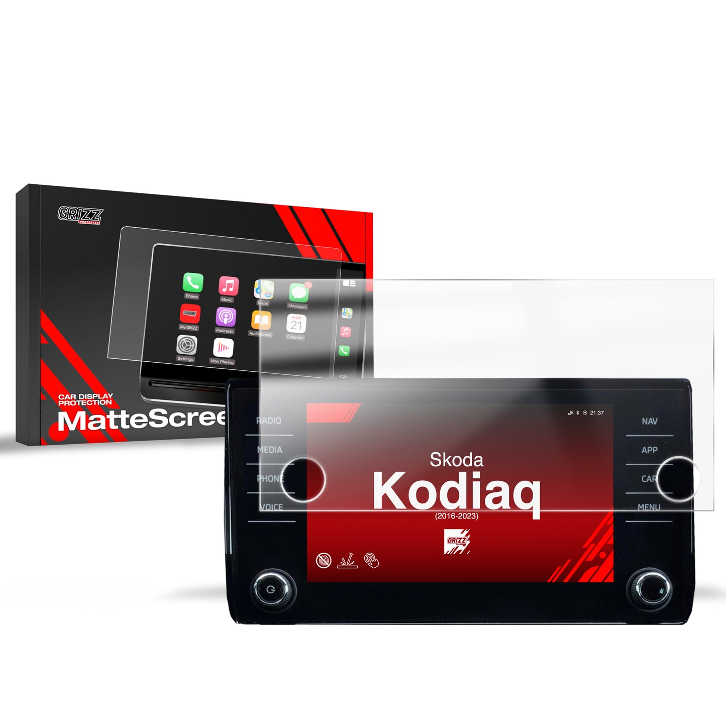 Anti-fingerprint screen film Skoda Kodiaq 8" Amundsen (2016-2023) Matte Grizz