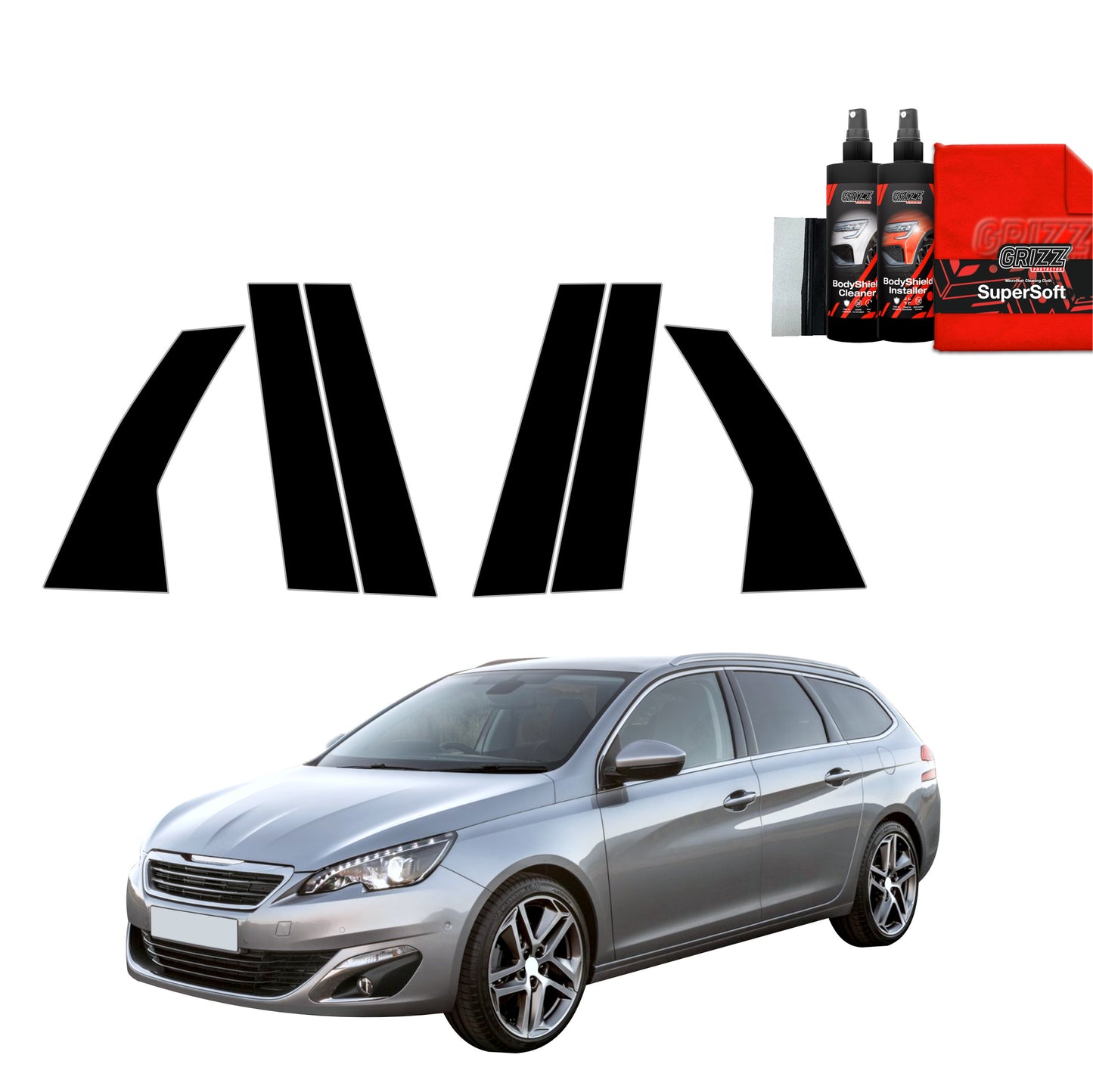 6in1 Black film for pillars for Peugeot 308 Kombi (2013-2021)