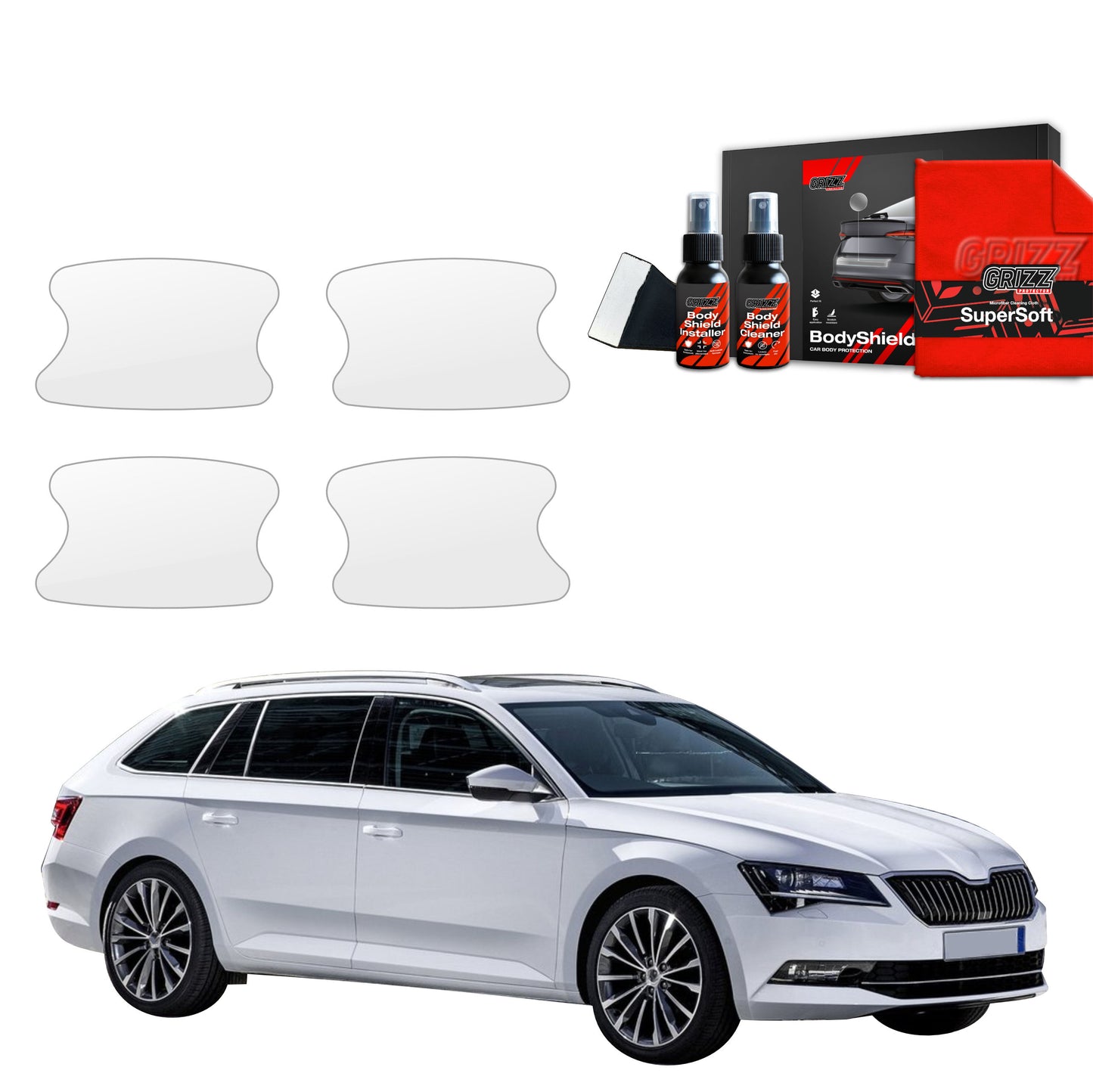 4in1 Protective film under door handles for Skoda Superb 3 Combi (2016-2019)