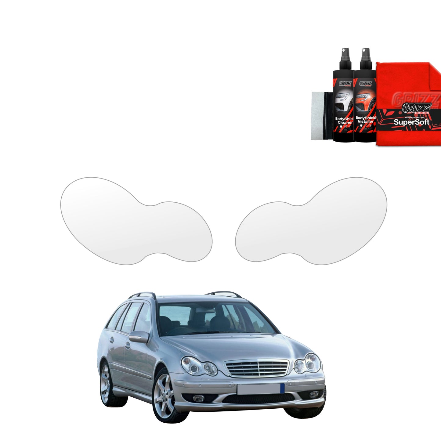 2in1 Protective film for lights for Mercedes Benz C Klasa S203 Kombi (2001-2007)