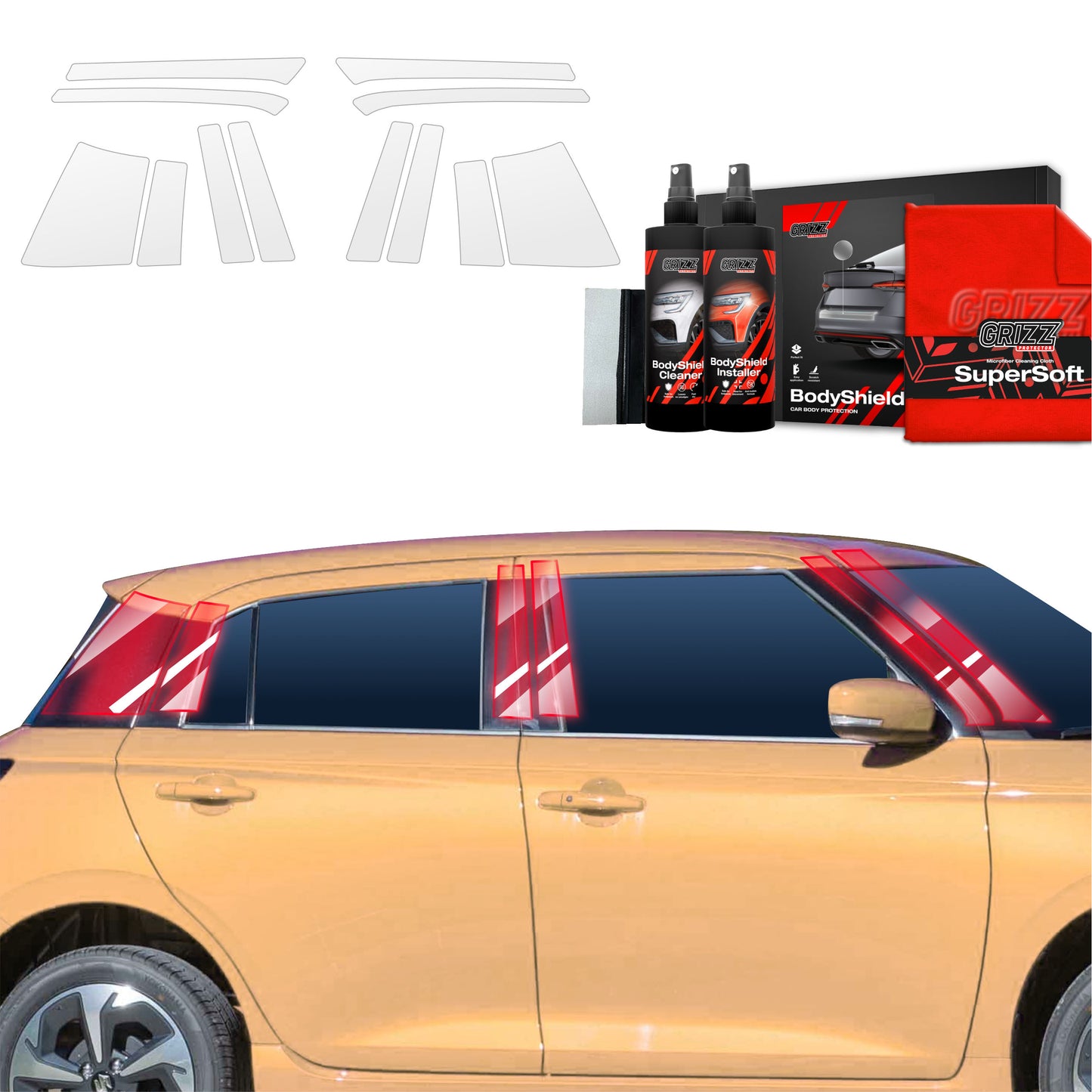 12in1 Protective film for pillars for Suzuki Swift (2024-2025)