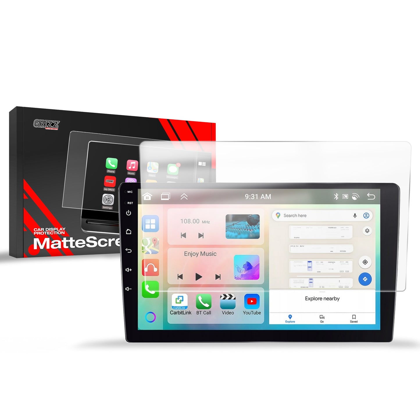 Anti-fingerprint screen film Android Radio Allnoel A3453 9" Matte Grizz