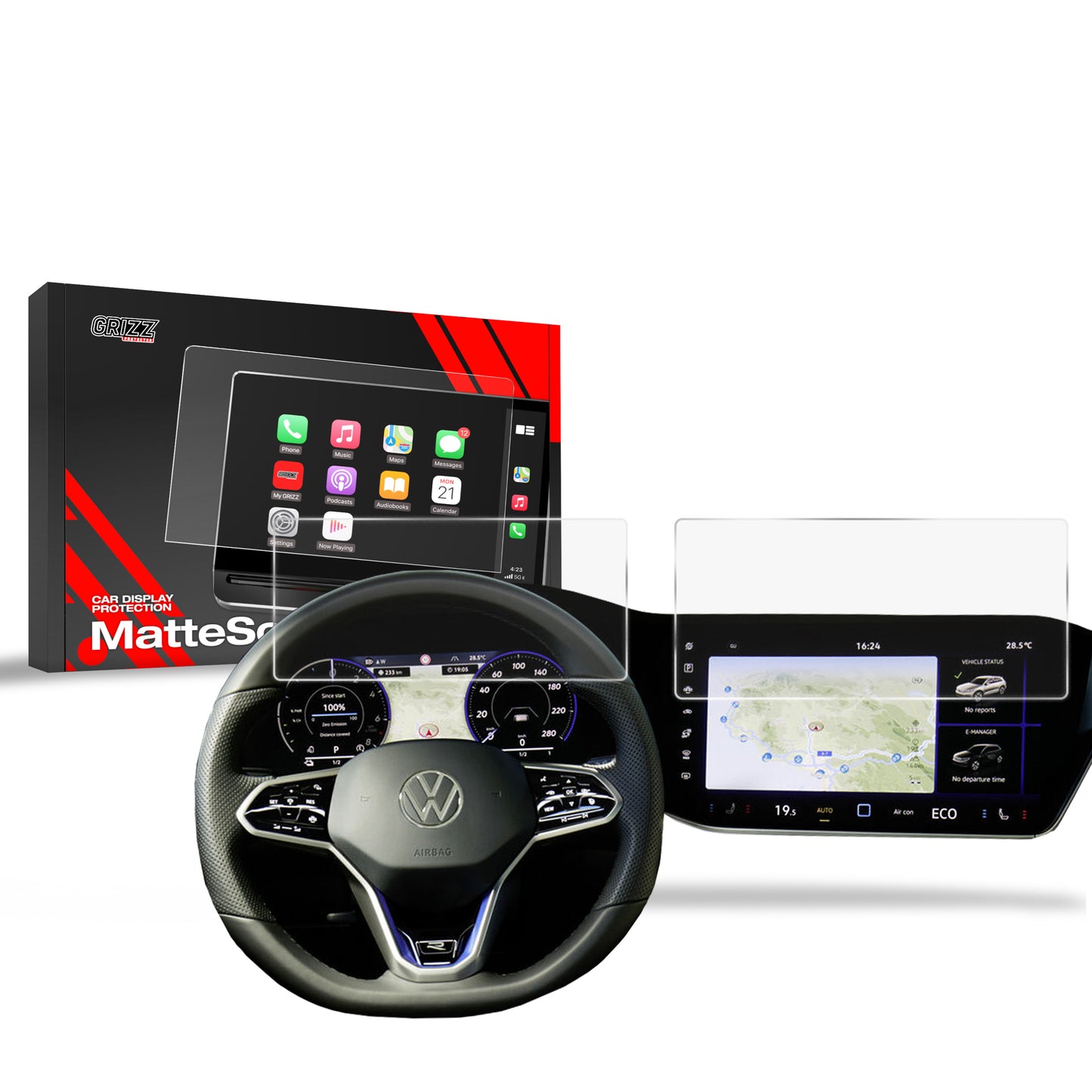 Anti-fingerprint screen film Volkswagen VW Touareg Discover Premium (2018-2025) Matte Grizz 2in1