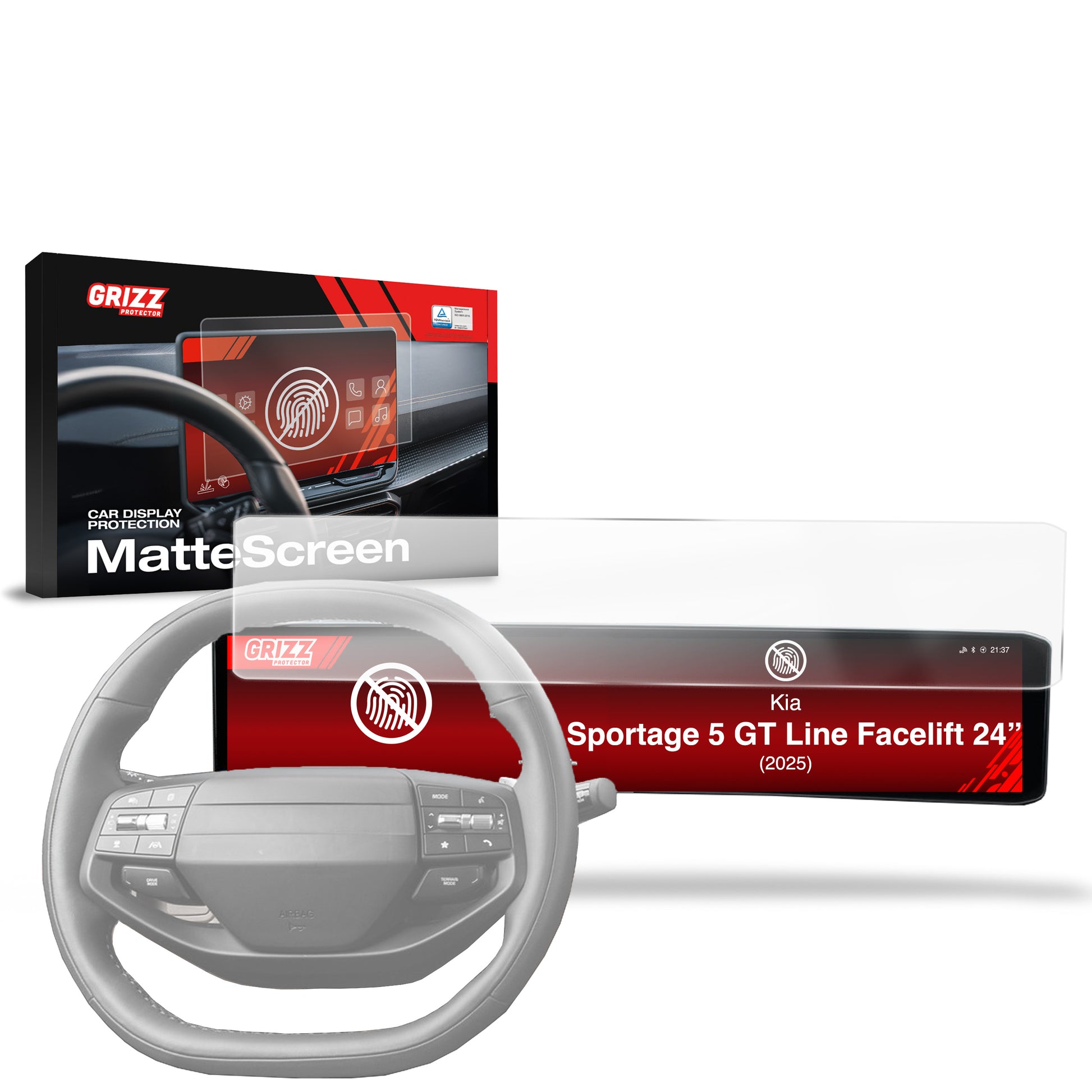 Anti-fingerprint screen film Kia Sportage 5 GT Line Facelift 24" (2025) Matte Grizz