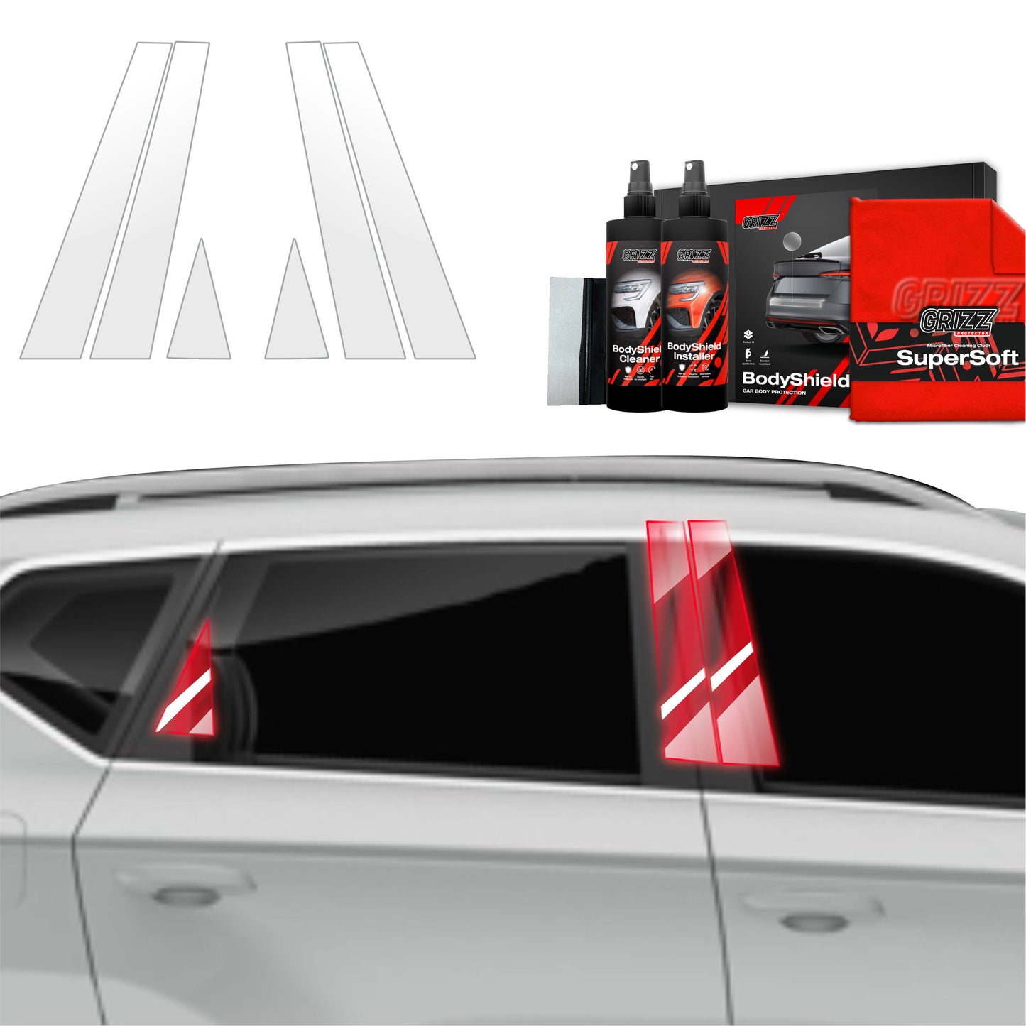 6in1 Protective film for pillars for Seat Ateca (2020-2025)