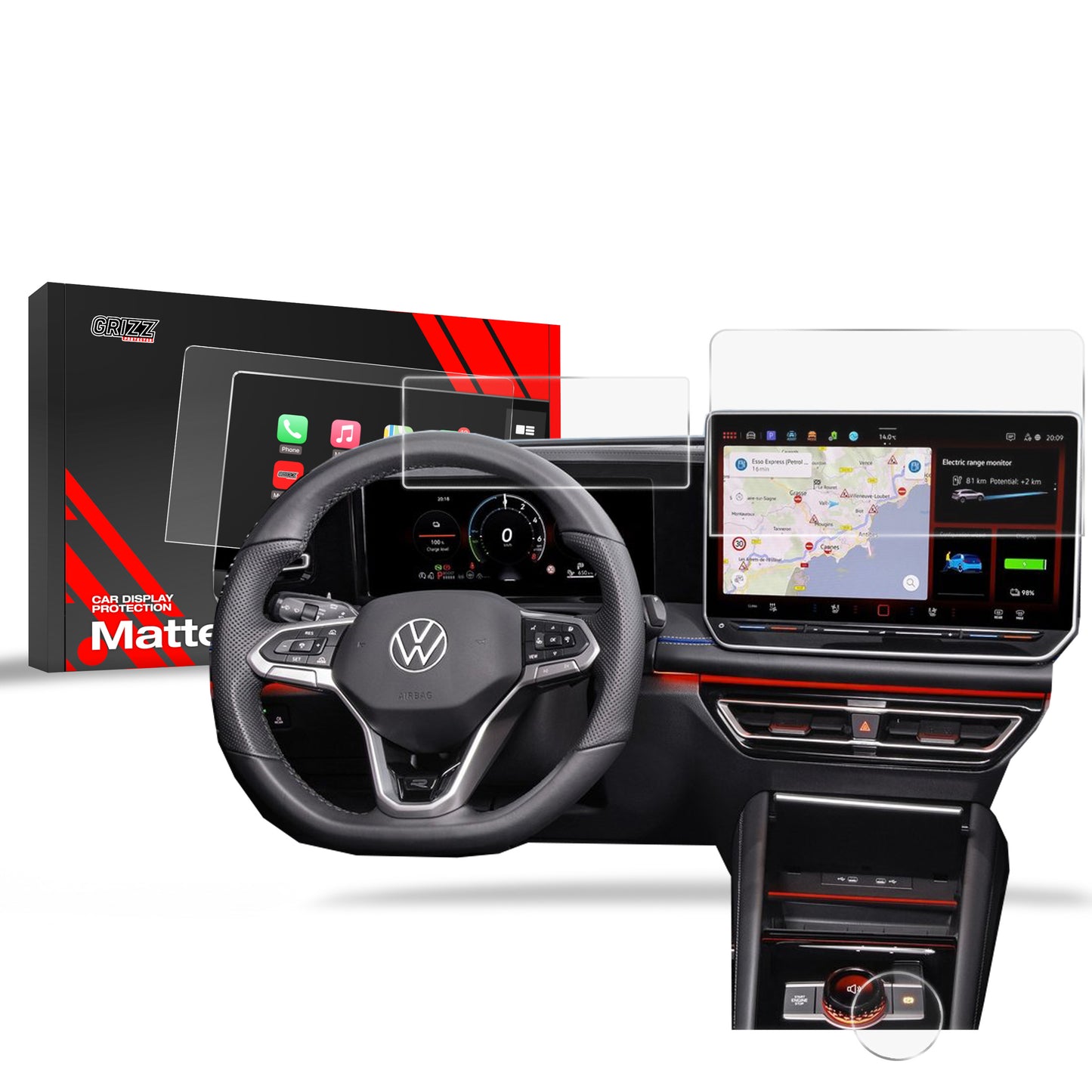 Anti-fingerprint screen film Volkswagen VW Tiguan 3 15" (2024-2025) Matte Grizz 3in1