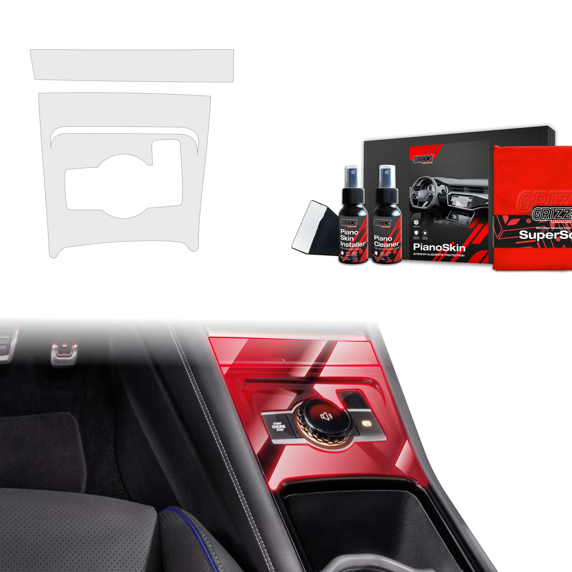 2in1 Grizz protective interior film Volkswagen VW Tiguan 3 (2024-2025) Anti-fingerprint PianoSkin