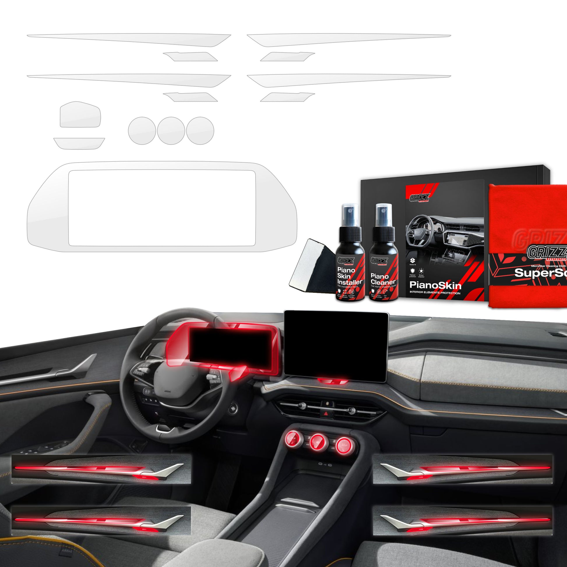 8in1 Grizz protective interior film Skoda Kodiaq 2 (2024-2025) Transparent PianoSkin