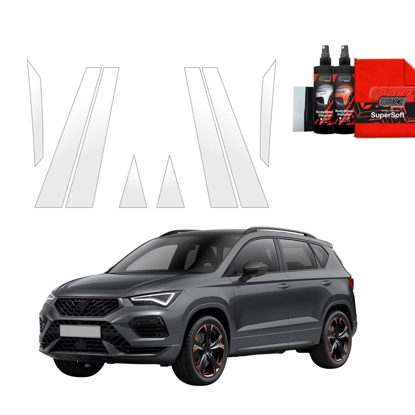 8in1 Protective film for pillars for Cupra Ateca (2020-2025)