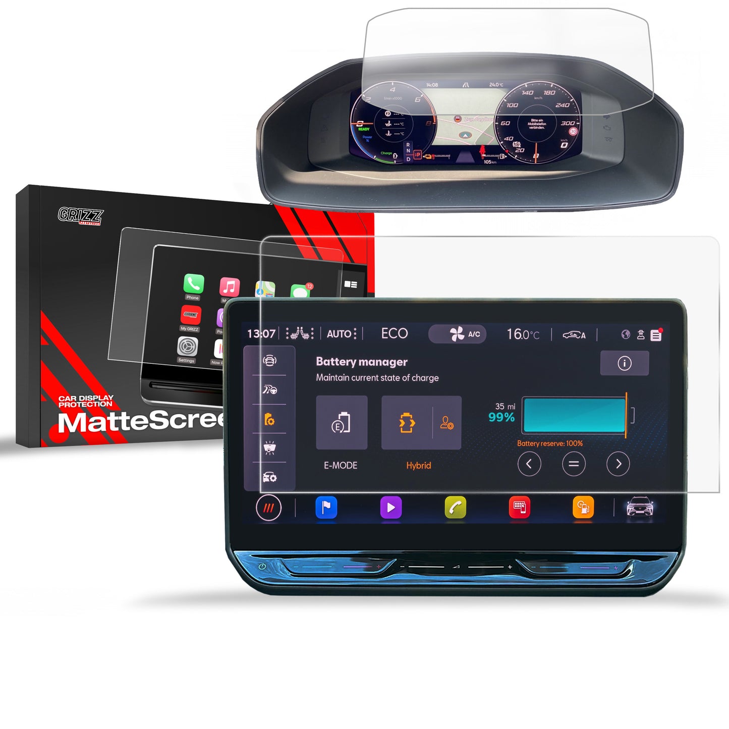 Anti-fingerprint screen film Cupra Formentor 12,9" (2024-2025) Matte Grizz 2in1