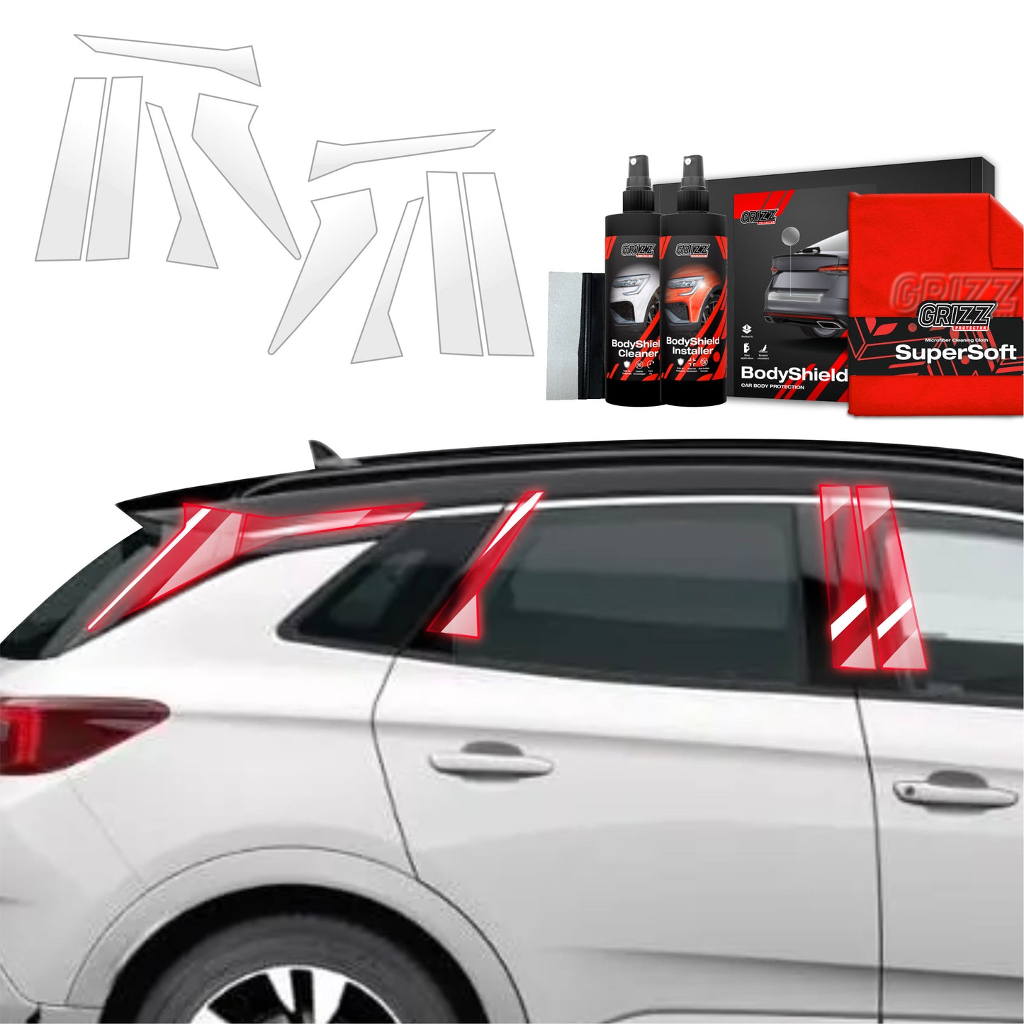 10in1 Protective film for pillars for Opel Grandland (2021-2024)