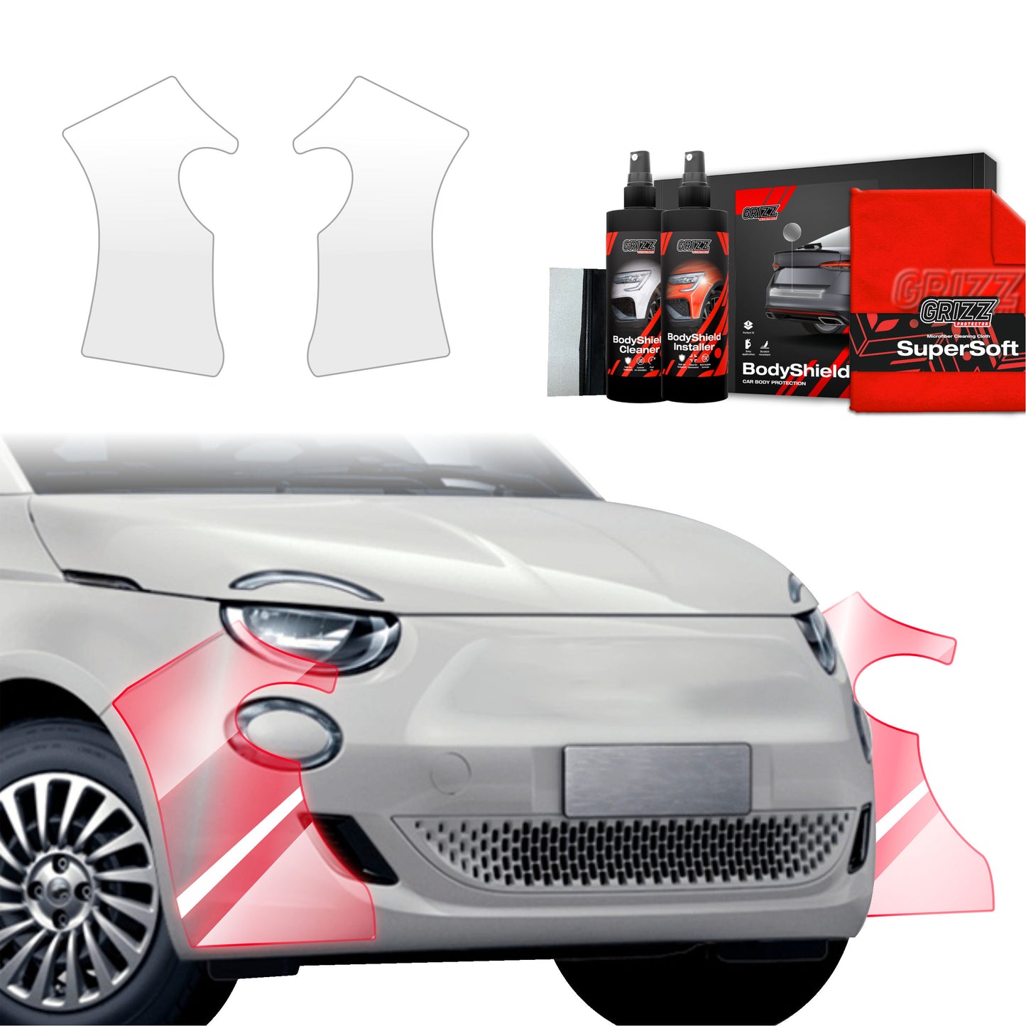 2in1 Protective film for bumper for Fiat 500 (2016-2025)