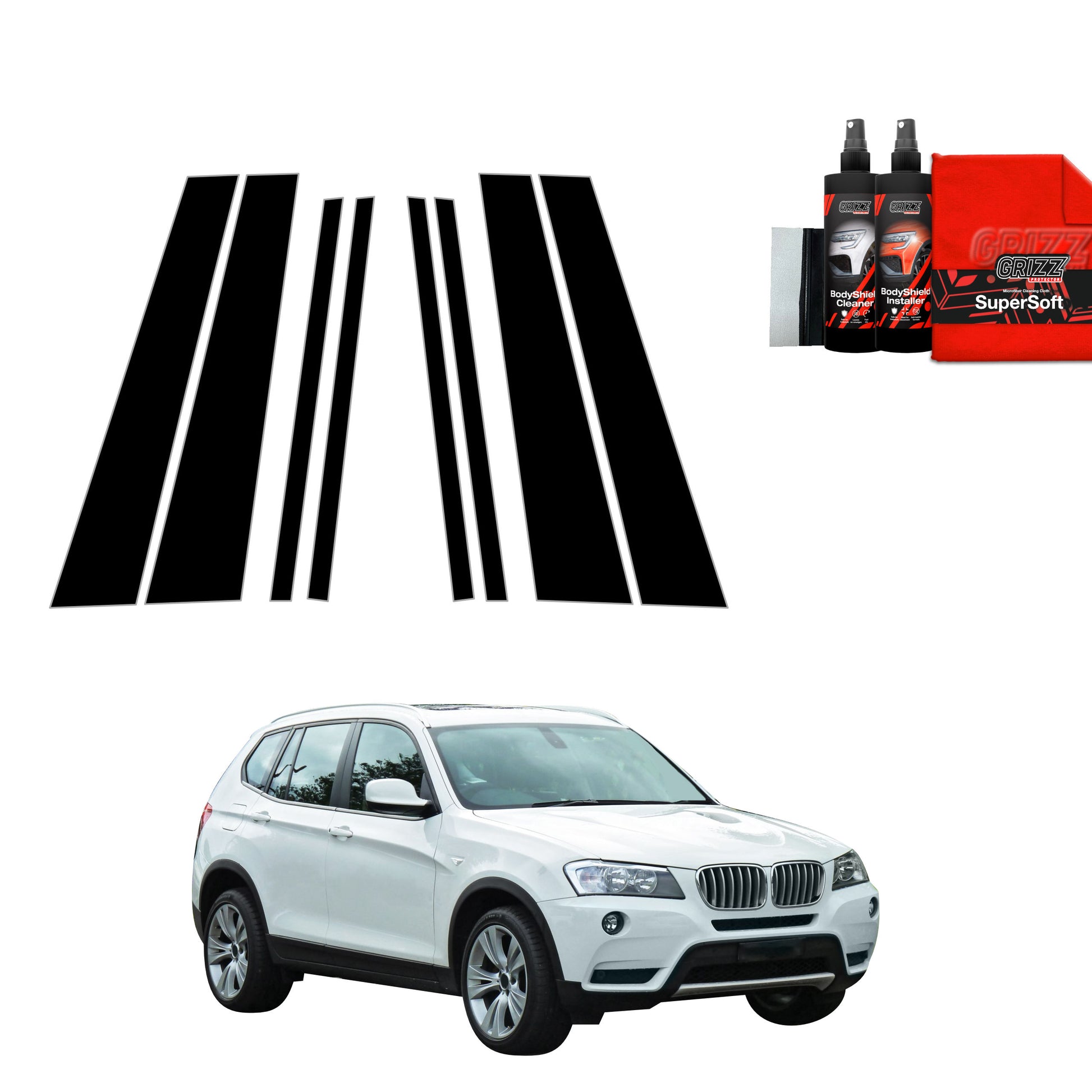 8w1 Black film for pillars for BMW X3 F25 (2010-2014)