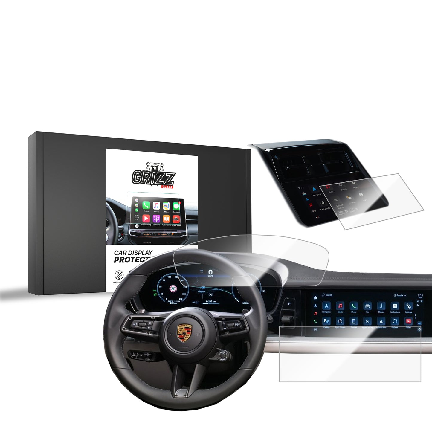 Ceramic screen film Porsche Panamera 3 12,3" (2024-2025) Grizz 3in1