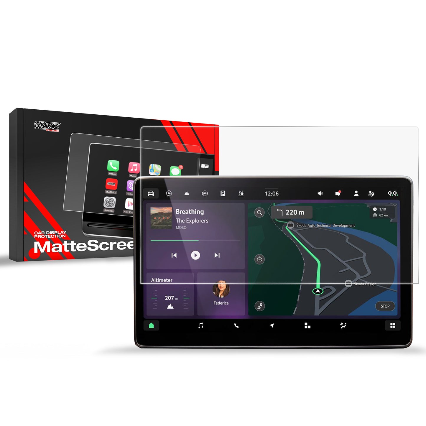 Anti-fingerprint screen film Skoda Octavia 4 13" (2024-2025) Matte Grizz