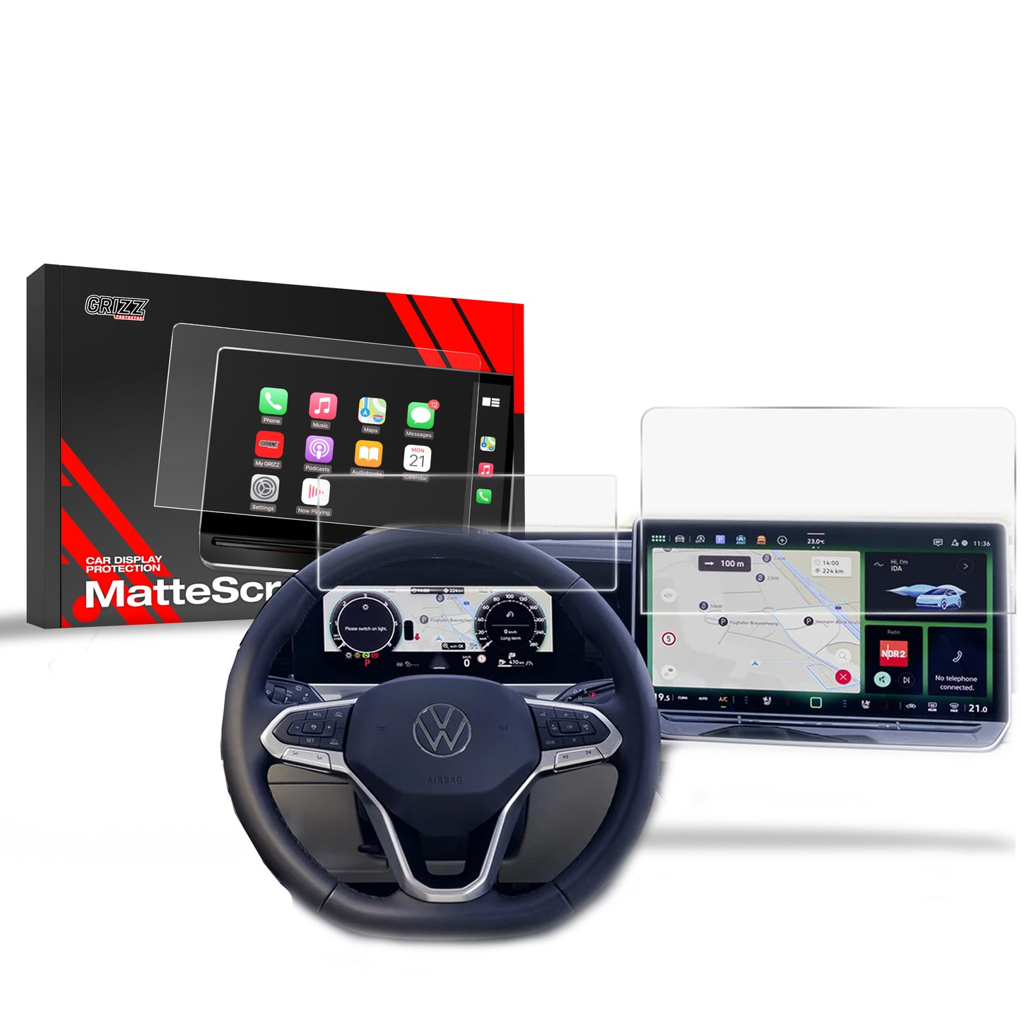Anti-fingerprint screen film Volkswagen VW Passat B9 12,9" (2024-2025) Matte Grizz 2in1