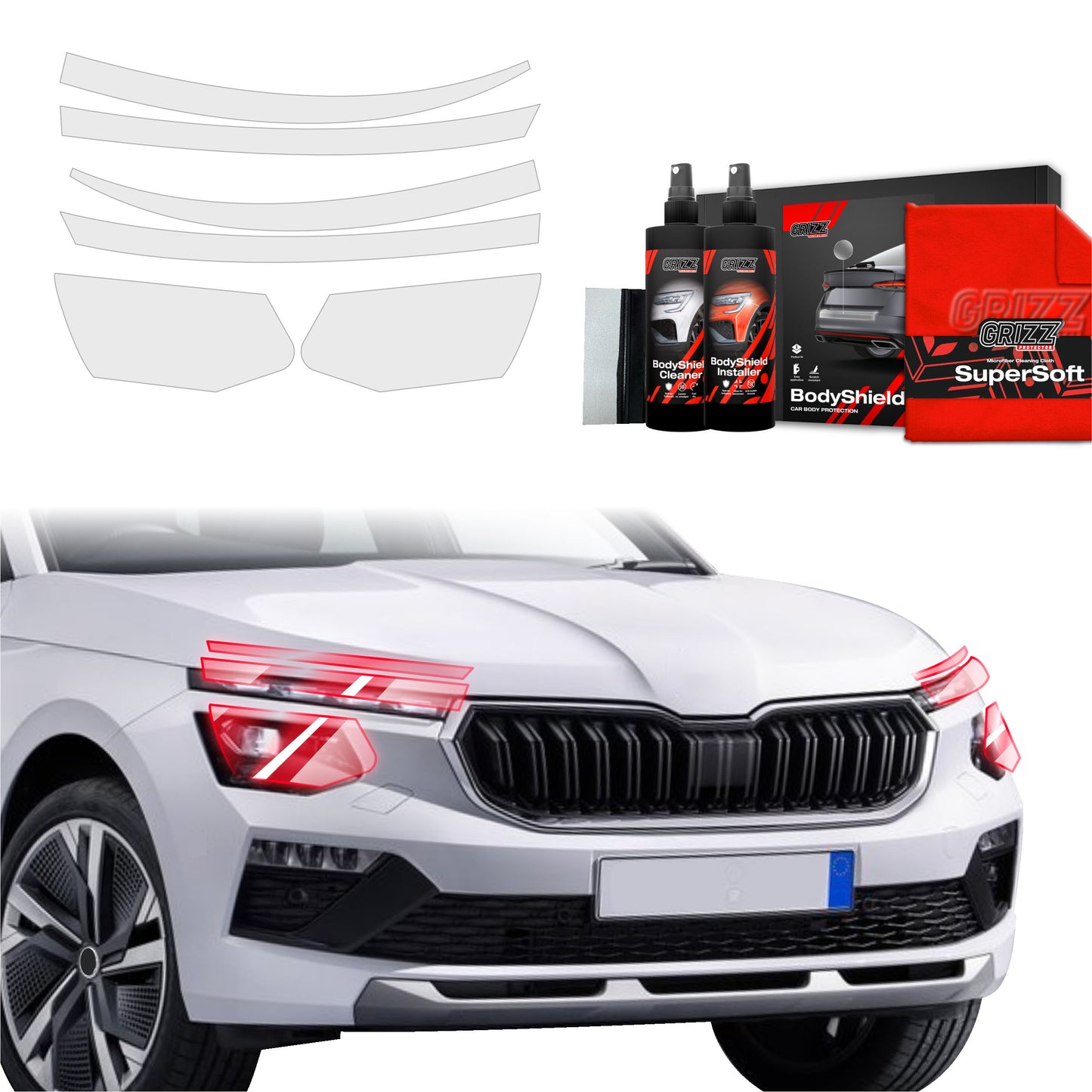 6in1 Protective film for lights for Skoda Kamiq (2024-2025)