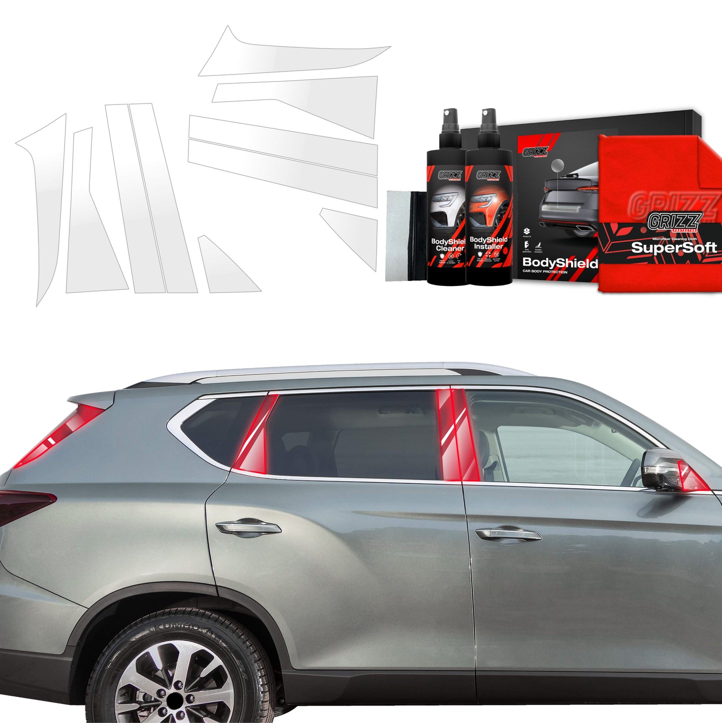 10in1 Protective film for pillars for SsangYong Rexton (2023-2025)