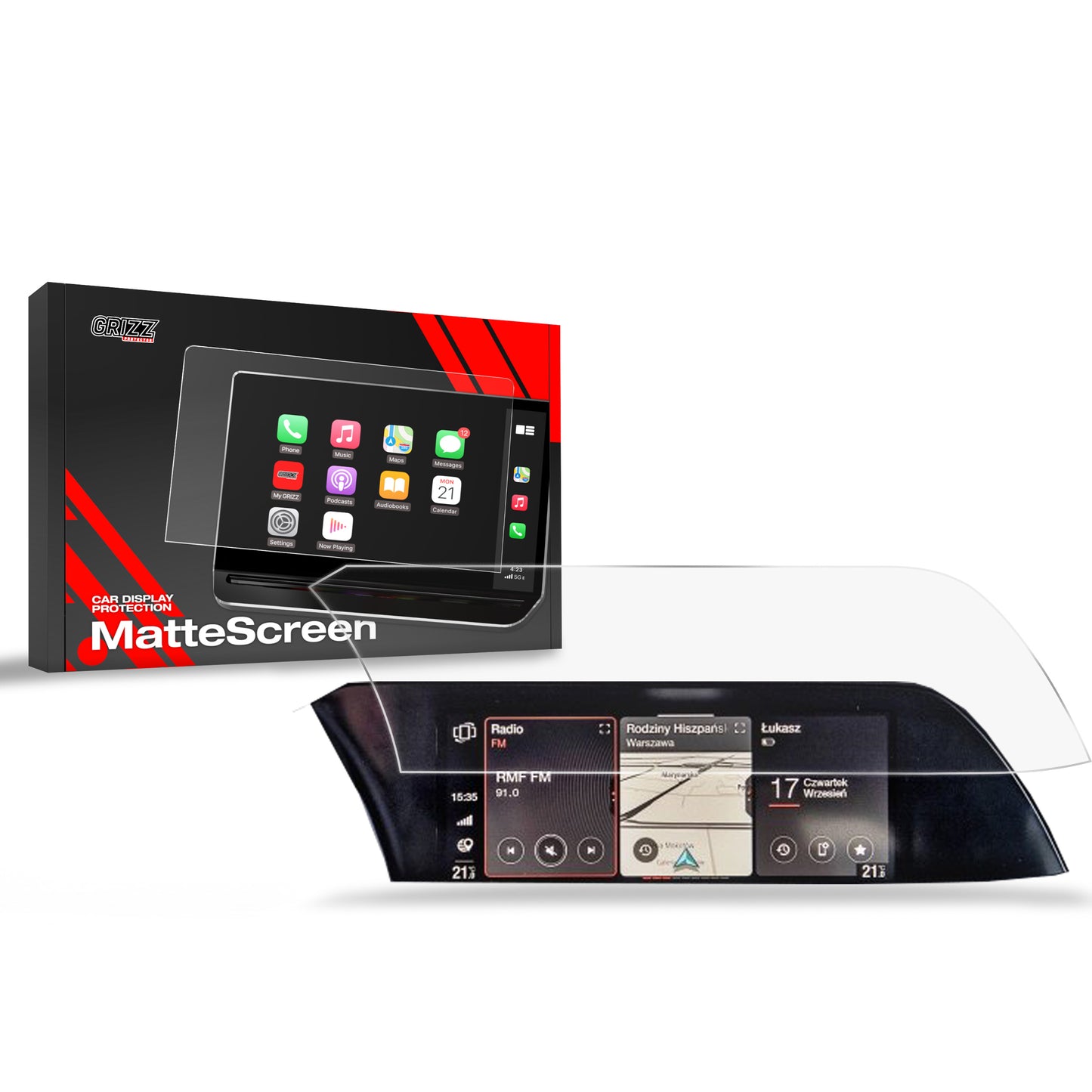 Anti-fingerprint screen film Alfa Romeo Stelvio (2016-2024) Matte Grizz