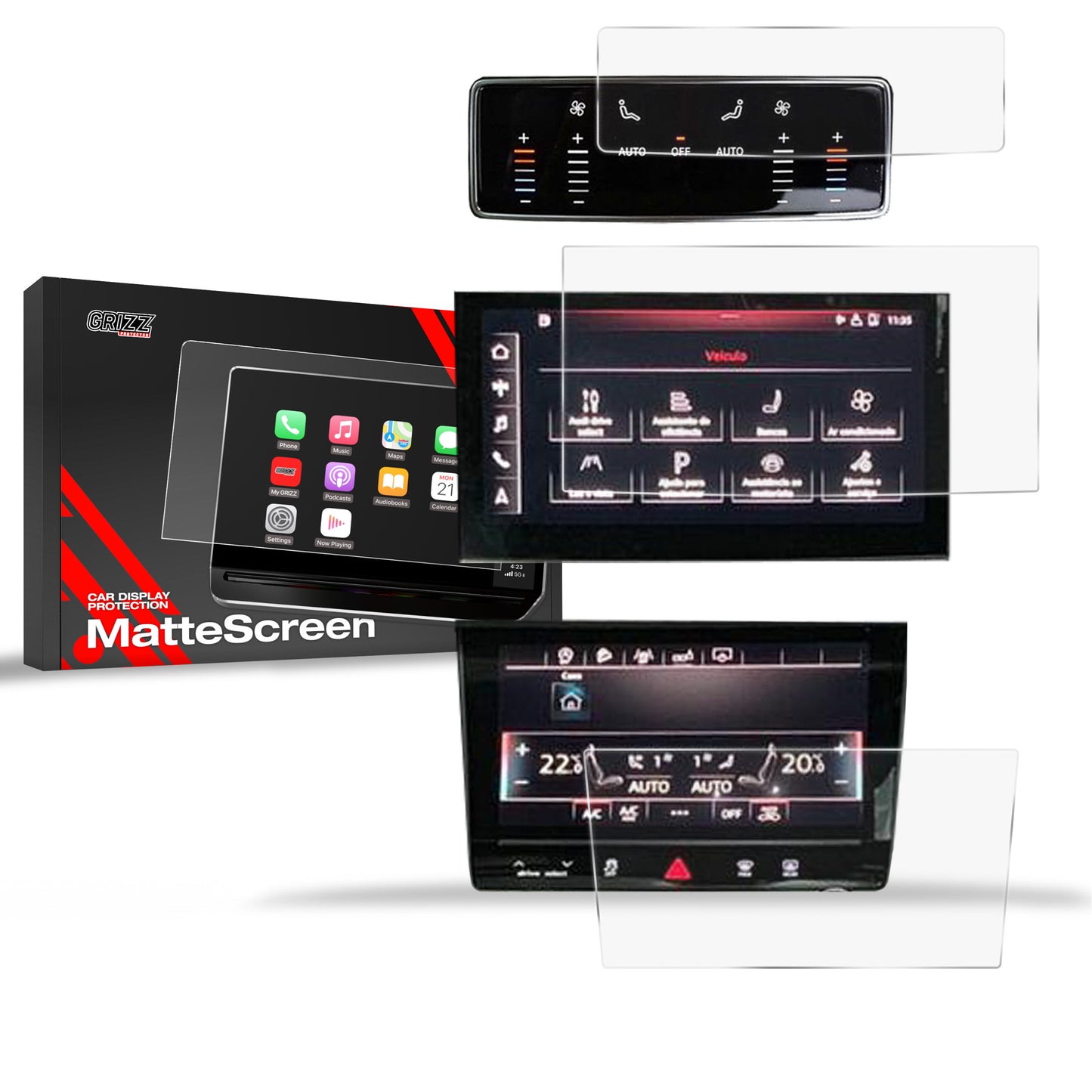 Anti-fingerprint screen film Audi Q8 (2018-2025) Matte Grizz 3in1