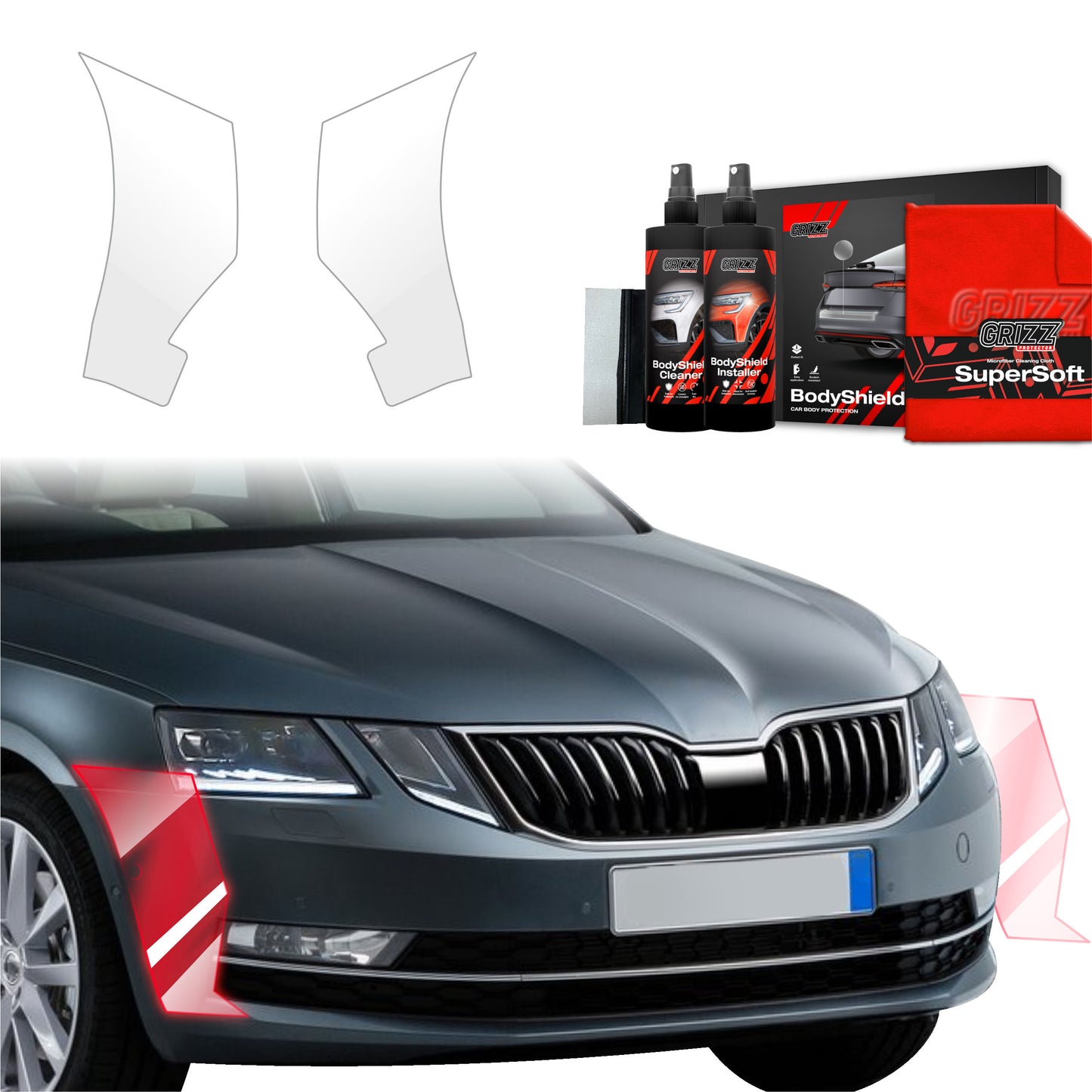 2in1 Protective film for bumper for Skoda Octavia 3 (2017-2020)