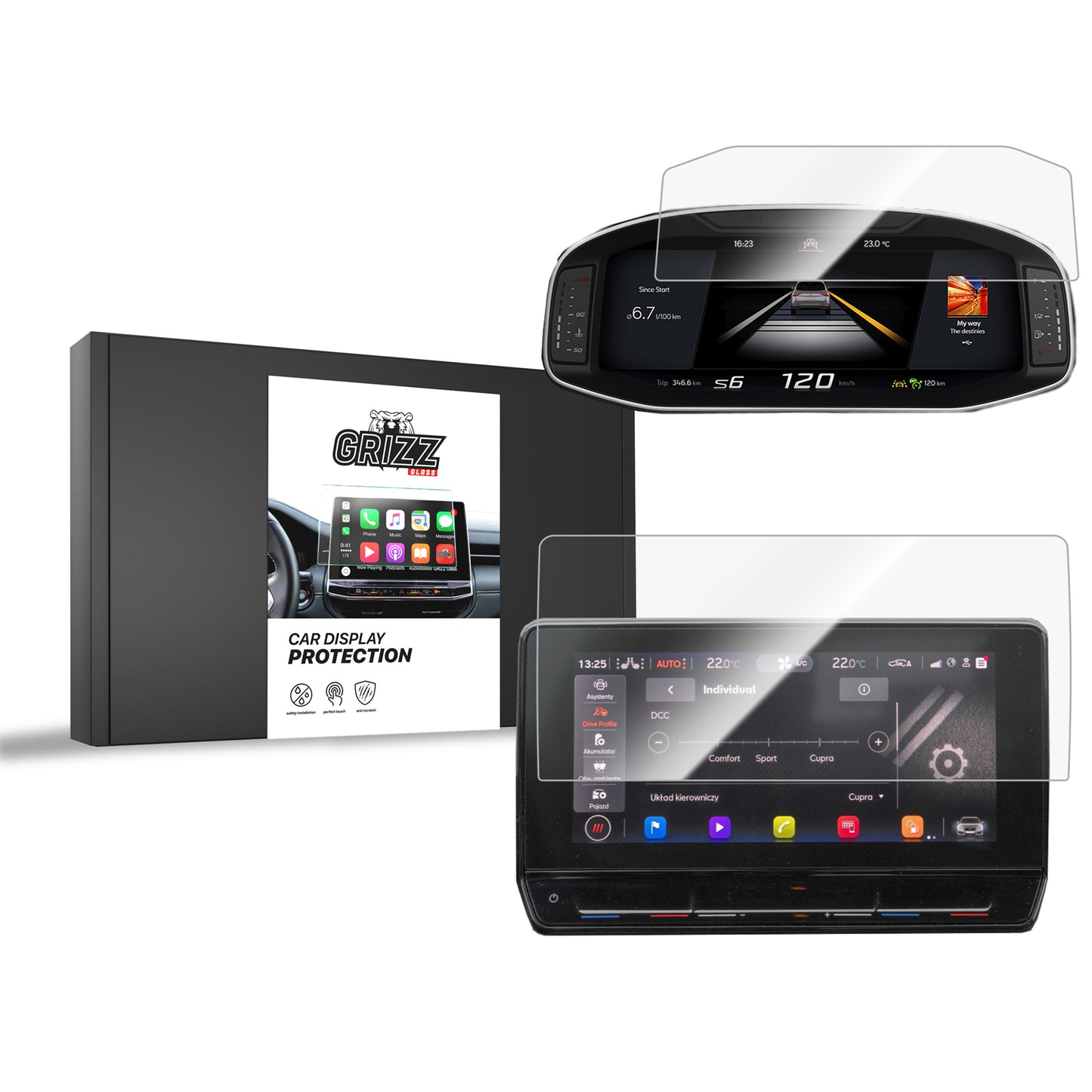 Ceramic screen film Seat Leon 10" (2020-2024) Grizz 2in1