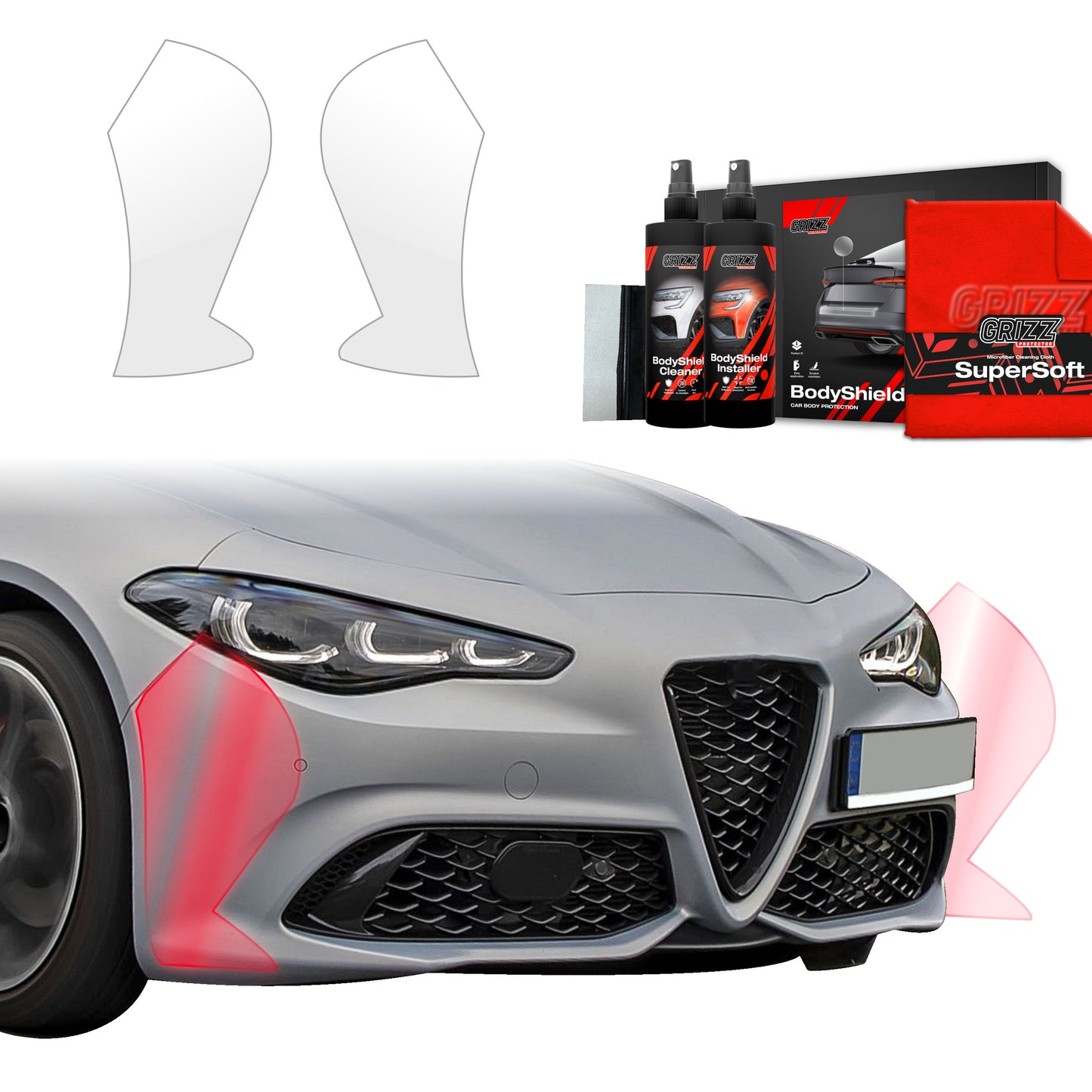 2in1 Protective film for bumper for Alfa Romeo Giulia (2023-2025)