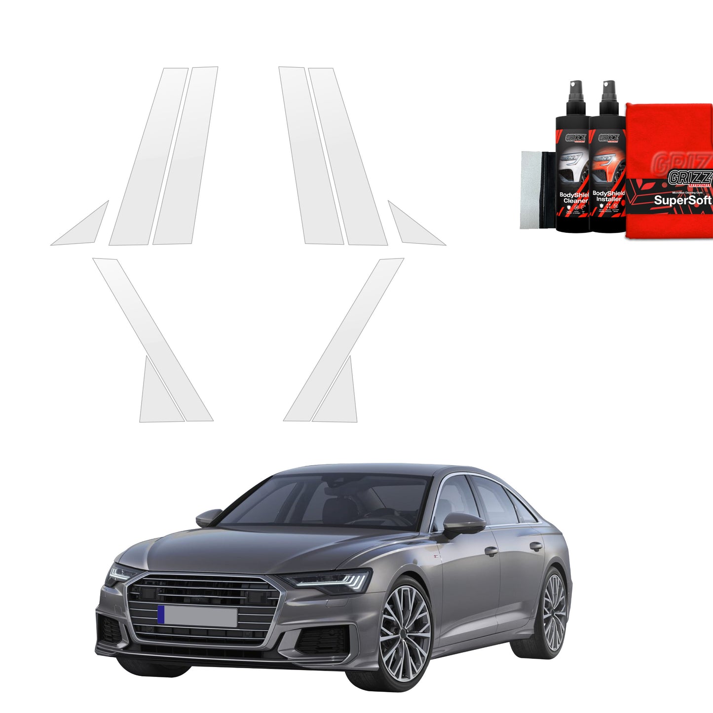 10in1 Protective film for pillars for Audi A6 C8 Sedan (2018-2023)
