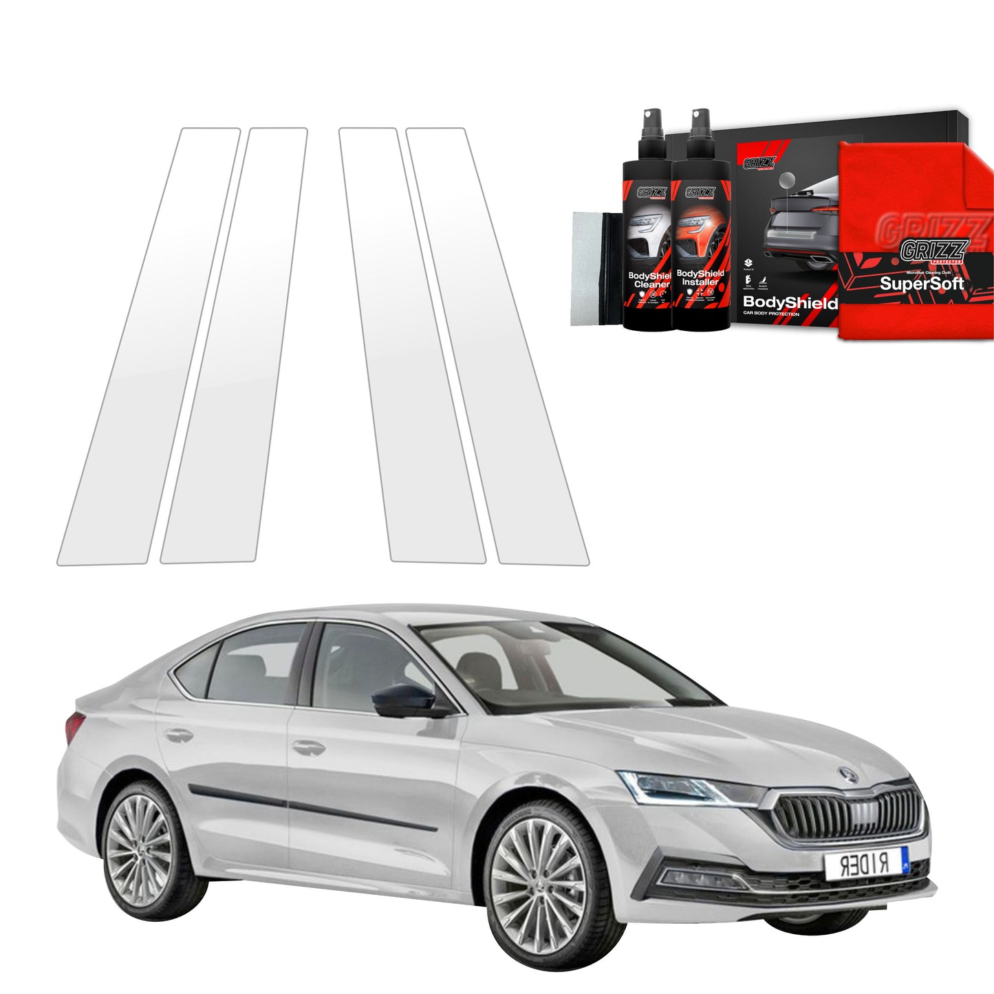 4in1 Protective film for pillars for Skoda Octavia 4 Hatchback (2019-2024)
