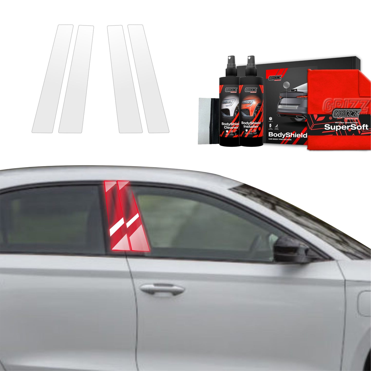 4in1 Protective film for pillars for Skoda Octavia 4 Hatchback Facelifting (2024-2025)