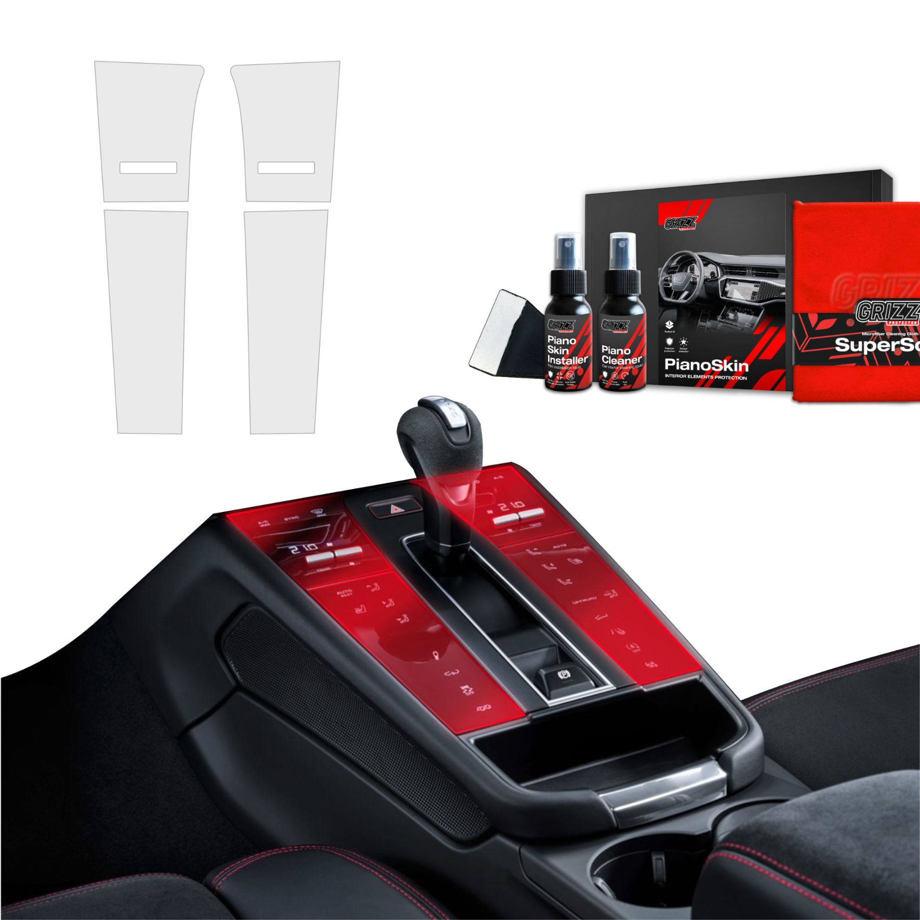 4in1 Grizz protective interior film Porsche Macan T (2021-2024) Anti-fingerprint PianoSkin