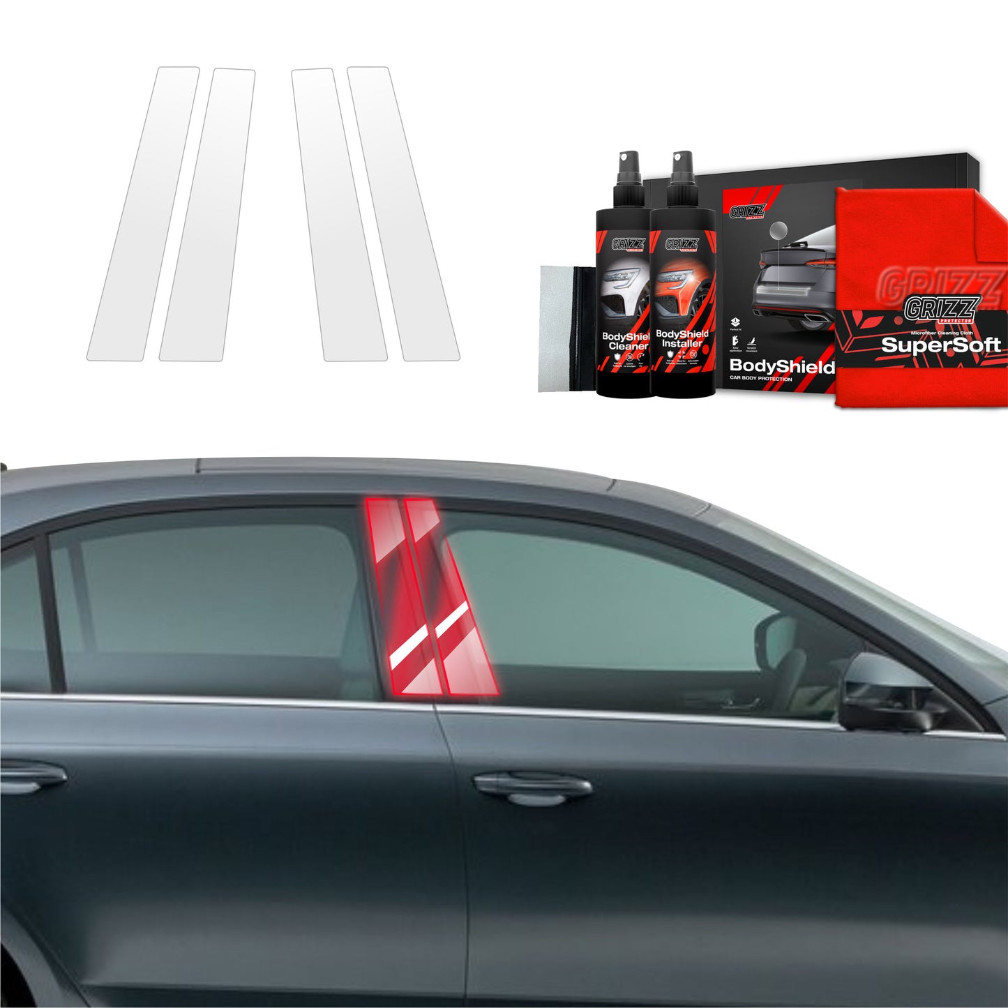 4in1 Protective film for pillars for Skoda Octavia 3 (2017-2020)