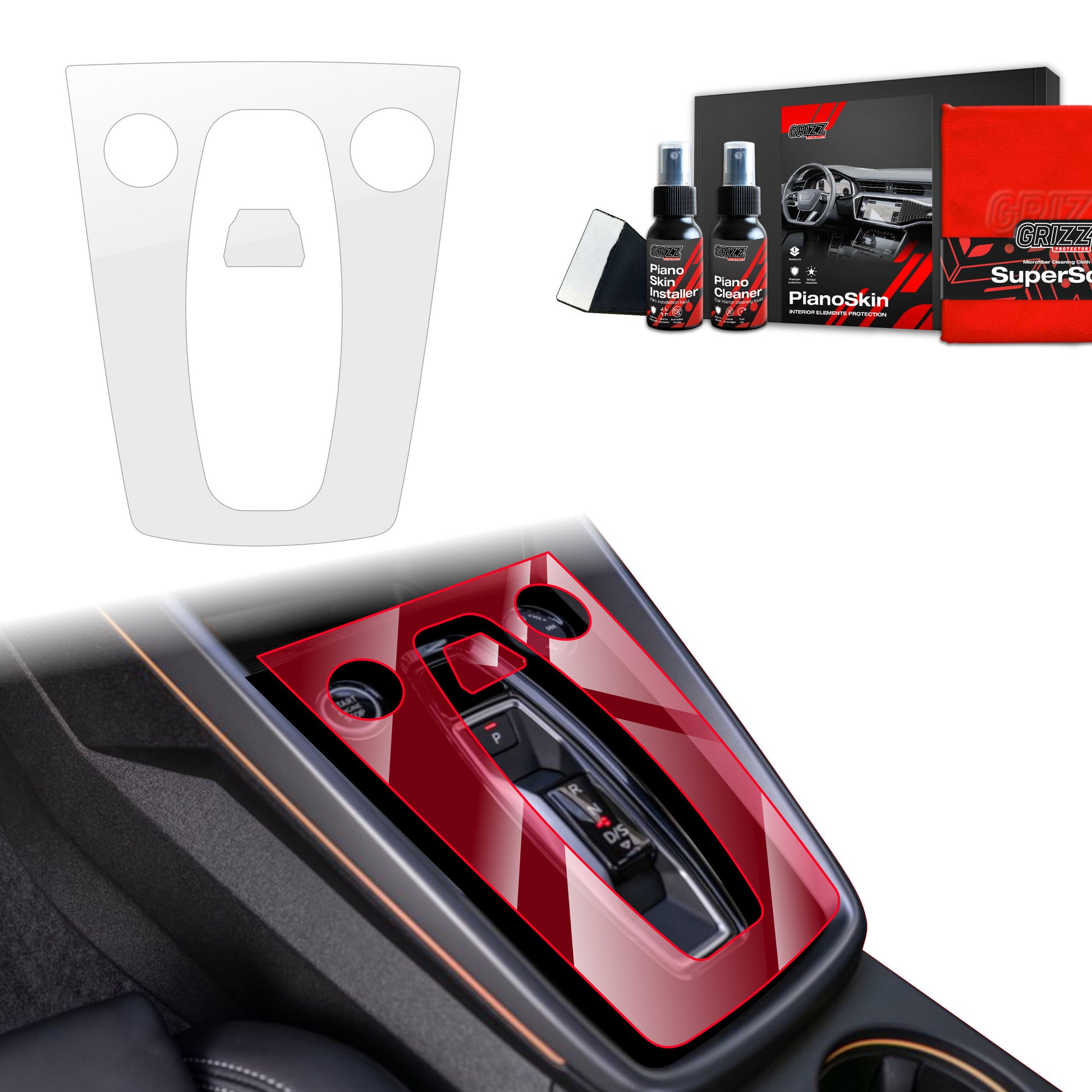 Grizz protective interior film Audi A3 8Y Facelift (2024-2025) Transparent PianoSkin