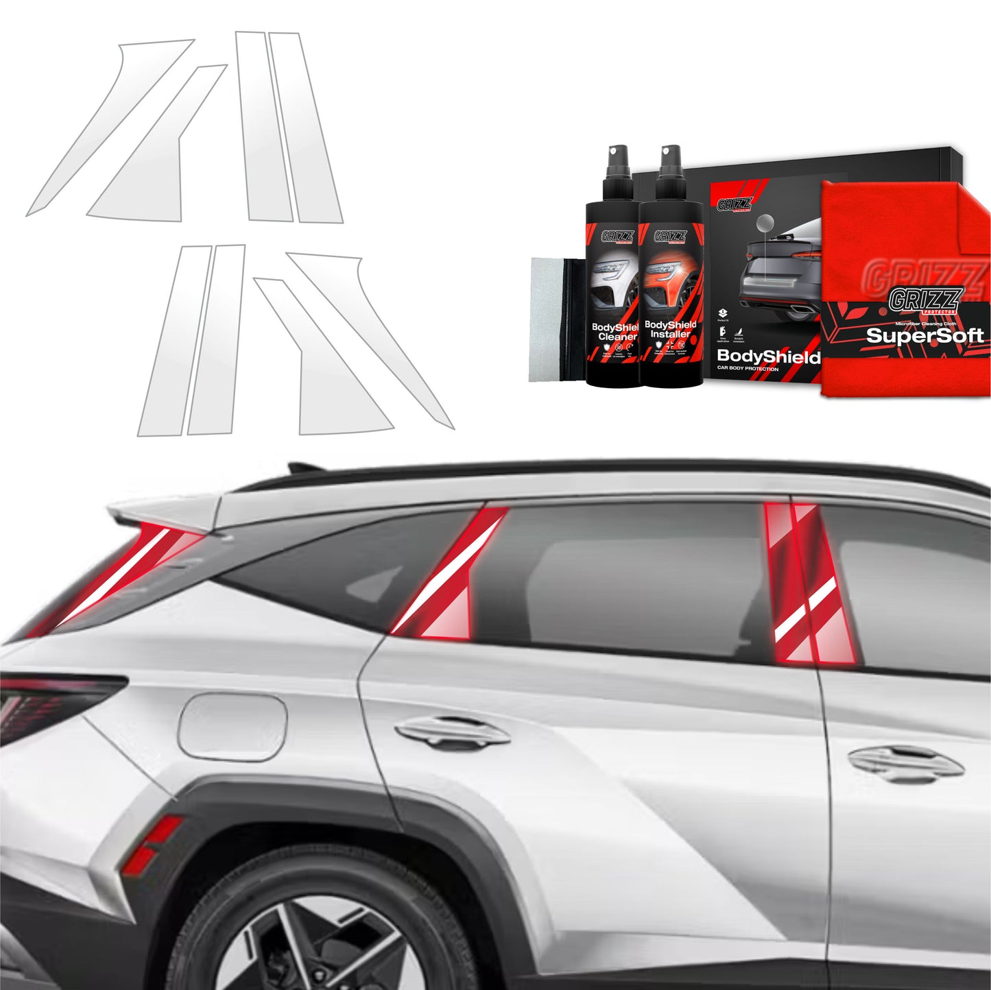 8in1 Protective film for pillars for Hyundai Tucson Facelift (2024-2025)