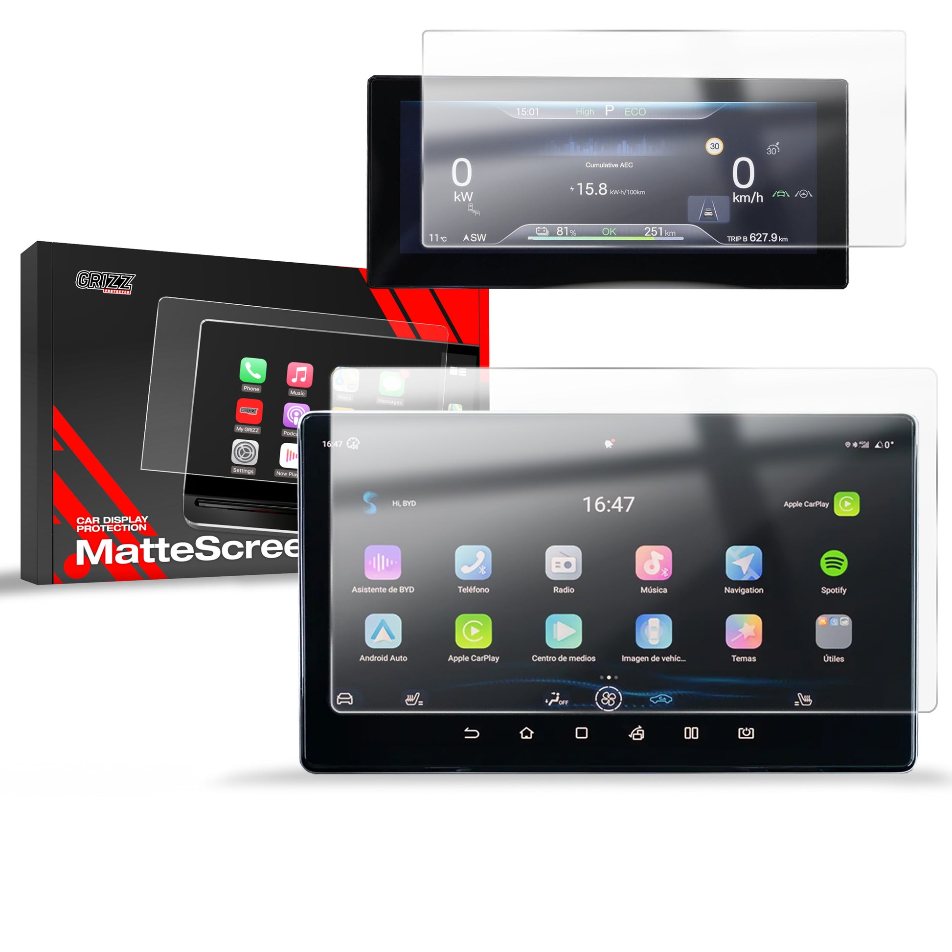 2in1 Anti-fingerprint screen film BYD ATTO 2 12.8" (2025) Matte Grizz