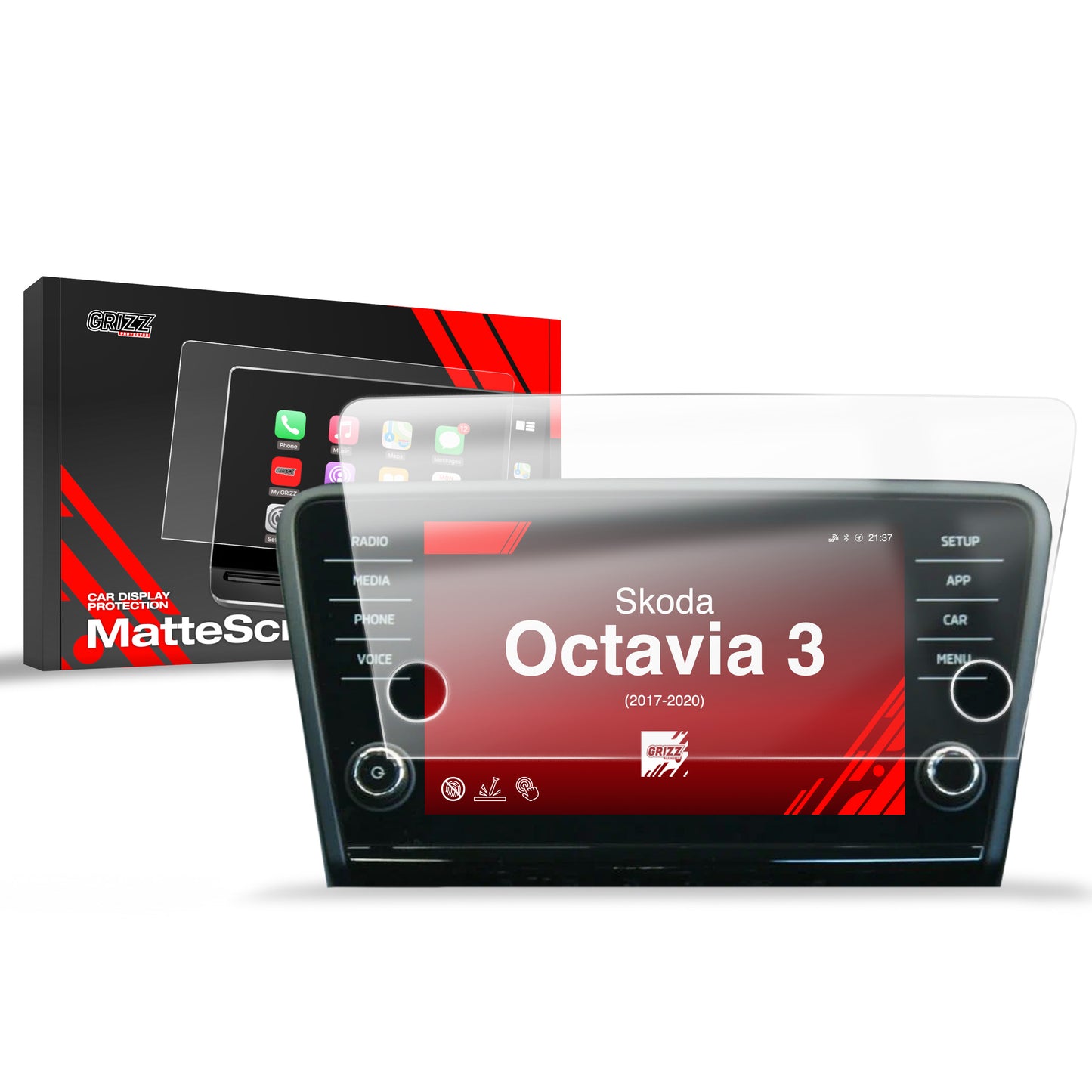 Anti-fingerprint screen film Skoda Octavia 3 8" Bolero (2017-2020) Matte Grizz