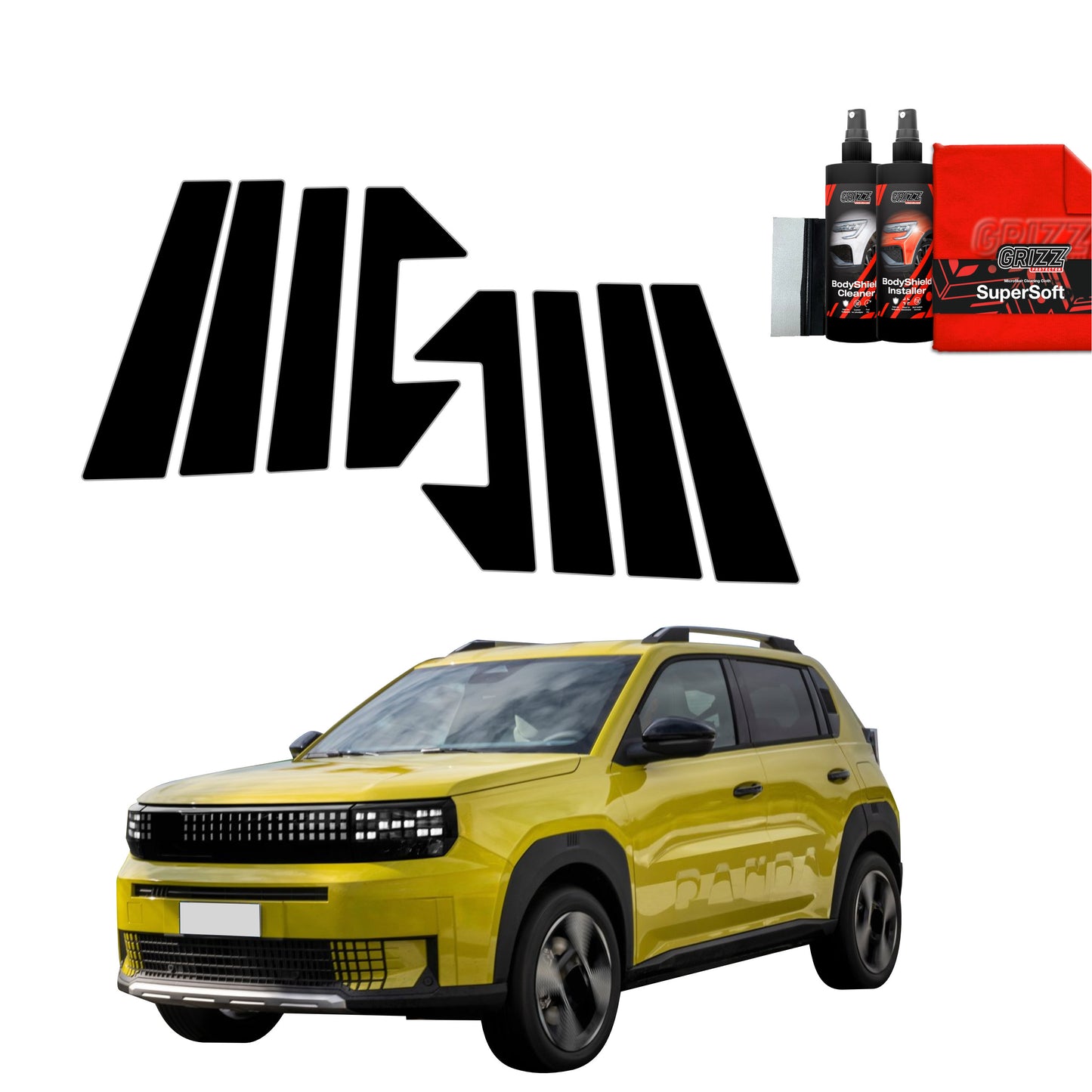 8in1 Black film for pillars for Fiat Grande Panda (2025)