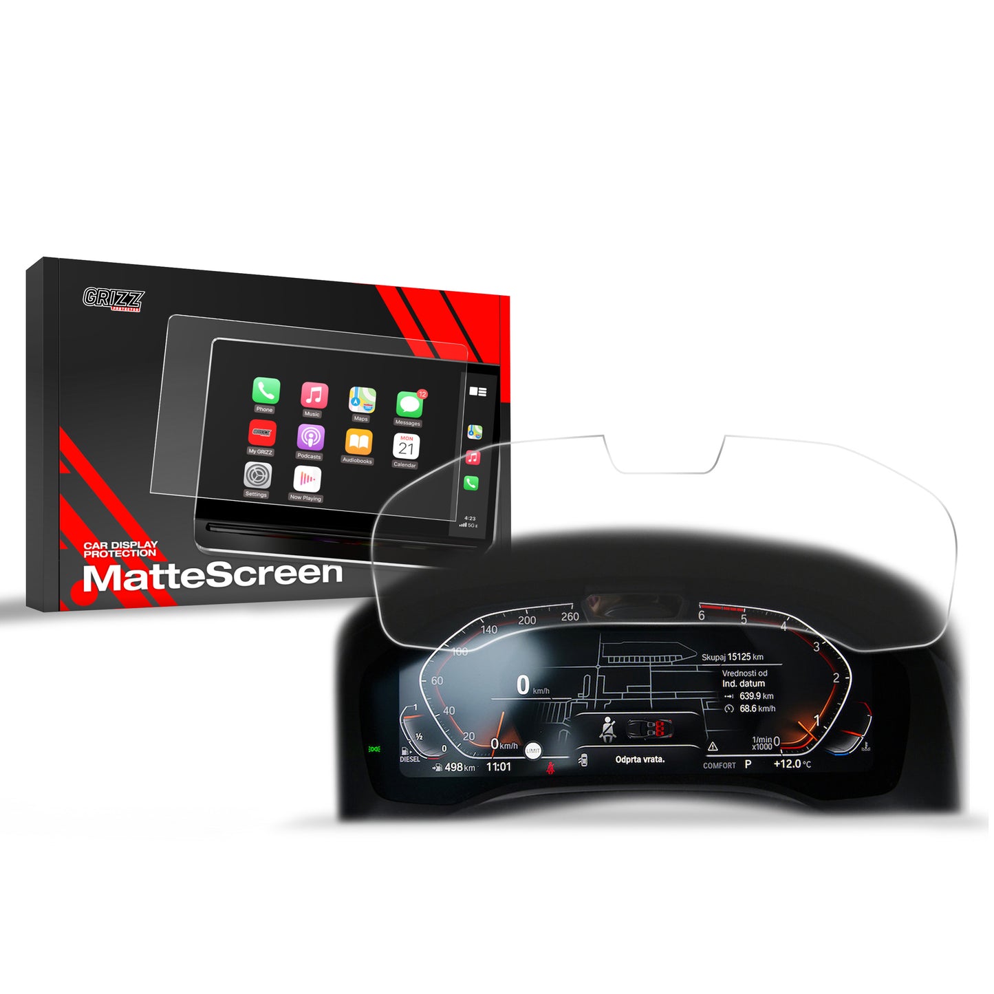 Anti-fingerprint screen film BMW 4 G22 Live Cockpit Sensor 12.3" (2020-2023) Matte Grizz