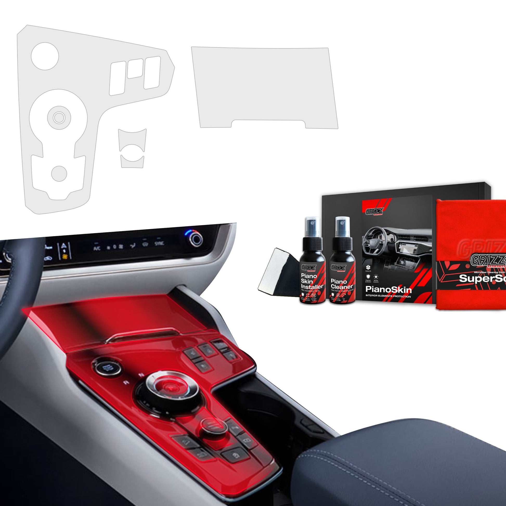 3in1 Grizz protective interior film Kia Sportage 5 Keyless (2021-2024) Anti-fingerprint PianoSkin