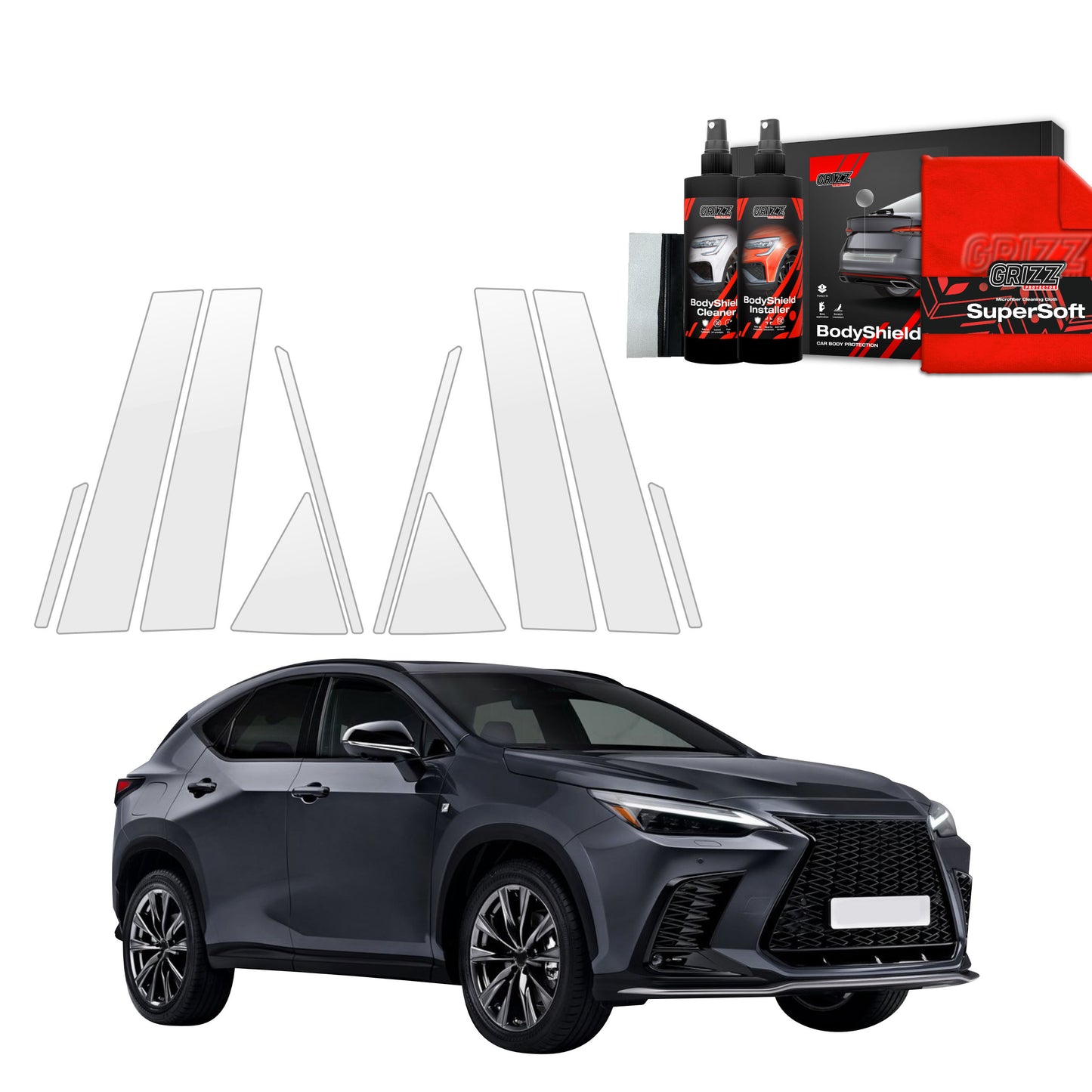 10in1 Protective film for pillars for Lexus NX 350h (2021-2023)