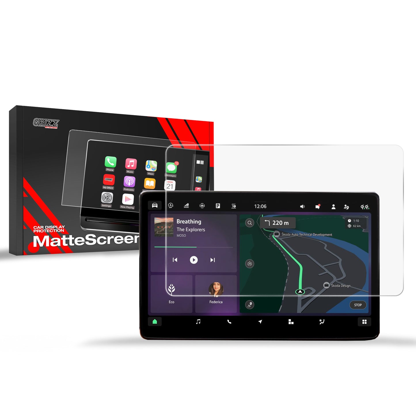 Anti-fingerprint screen film Skoda Superb 4 10" (2024-2025) Matte Grizz