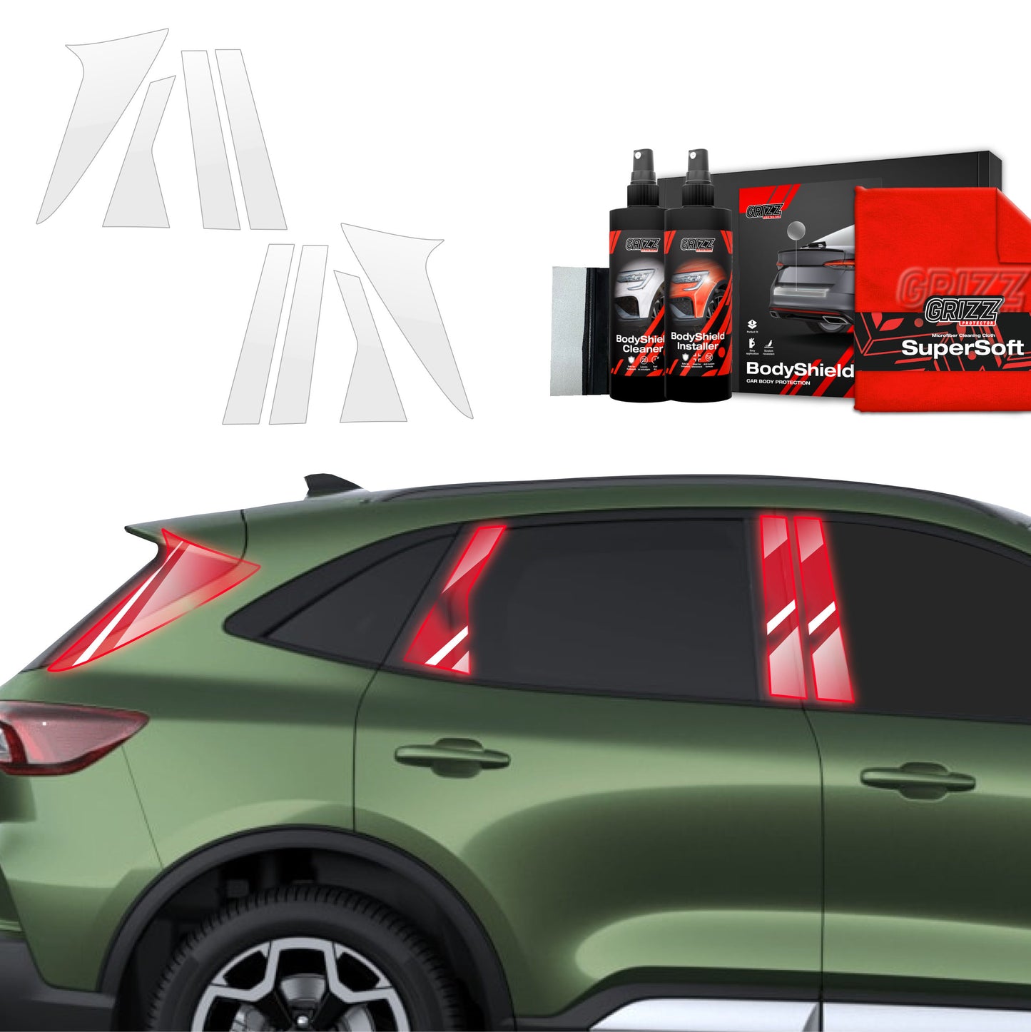 8in1 Protective film for pillars for Ford Kuga Titanium Facelift (2024-2025)