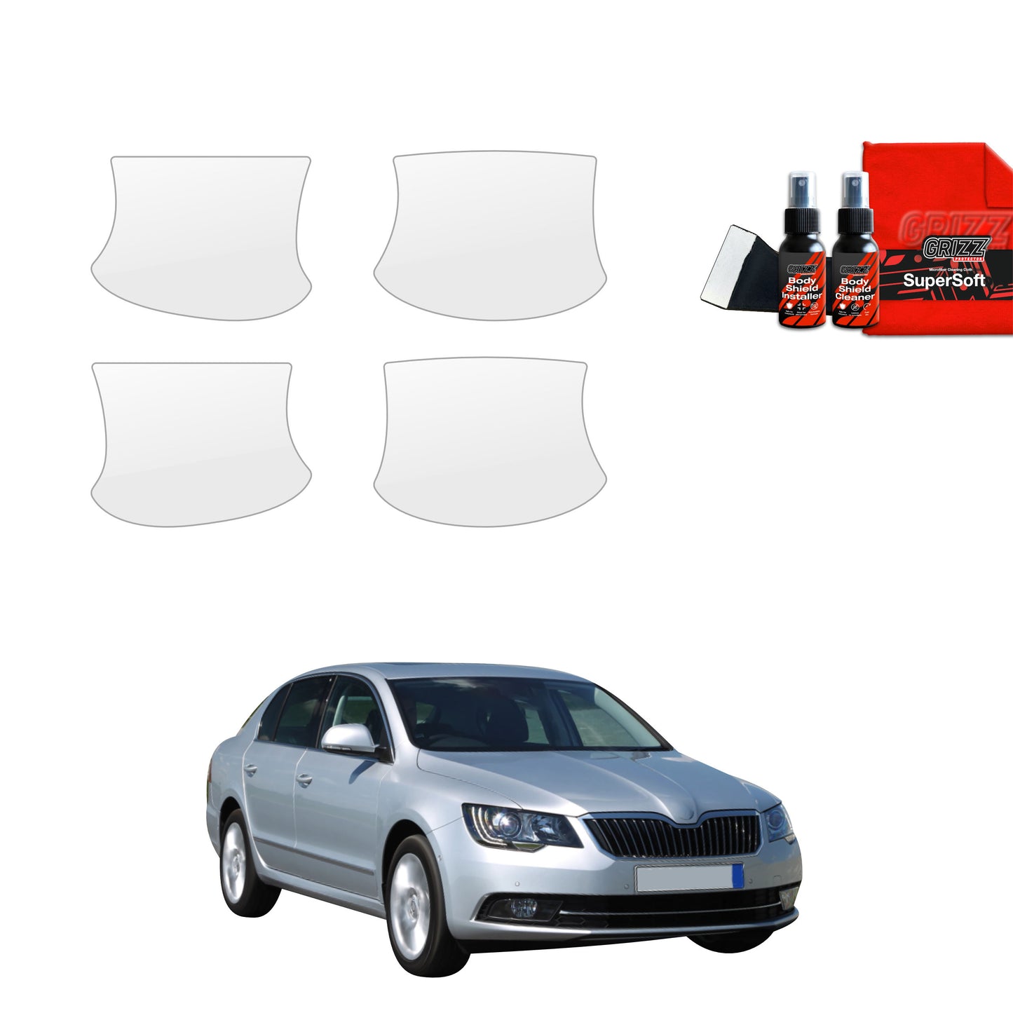 4in1 Protective film under door handles for Skoda Superb 2 Facelifting (2013-2015)