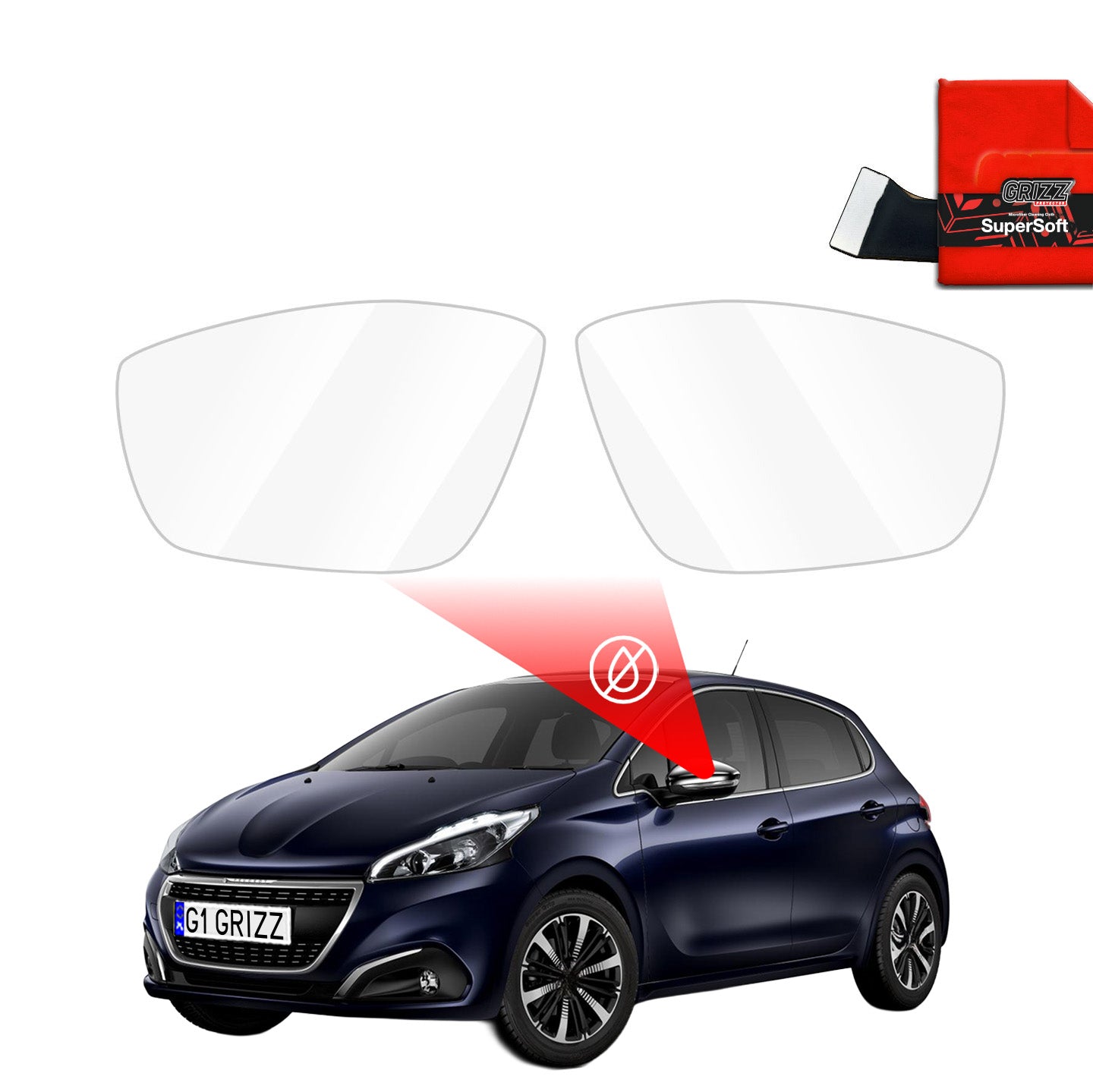 Rainproof film for mirrors for Peugeot 208 (2012-2018)