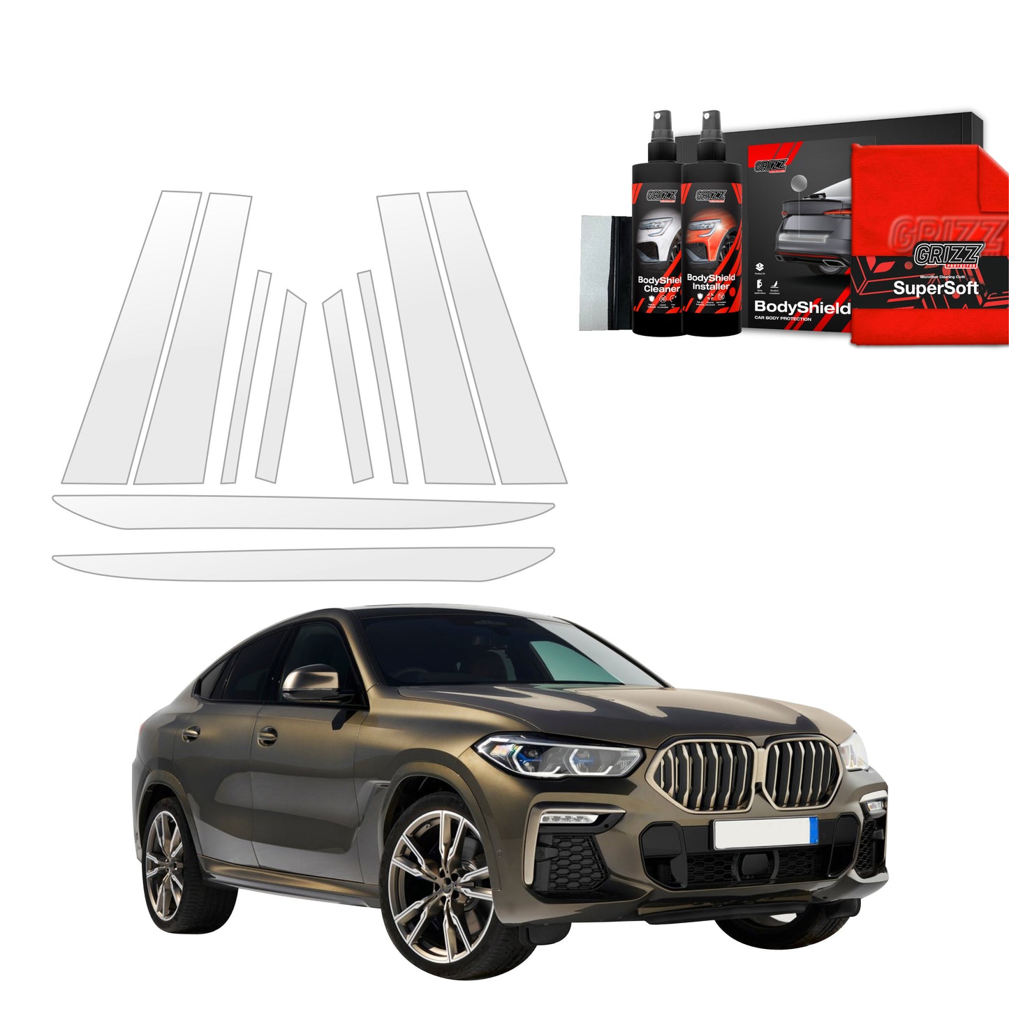10in1 Protective film for pillars for BMW X6M (2019-2023)